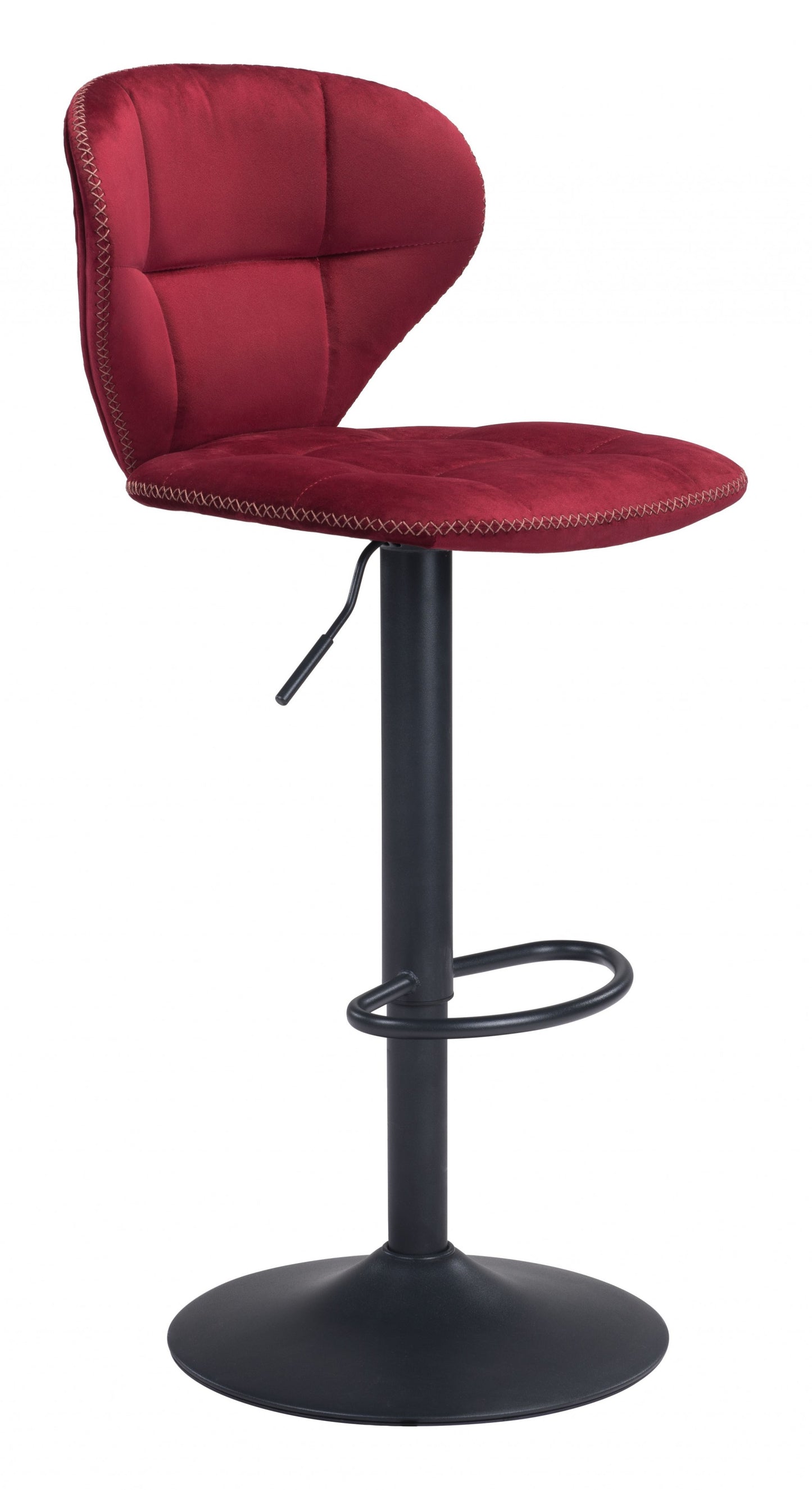 35" Red And Black Steel Swivel Low Back Counter Height Bar Chair With Footrest By Homeroots | Bar Stools | Modishstore - 2