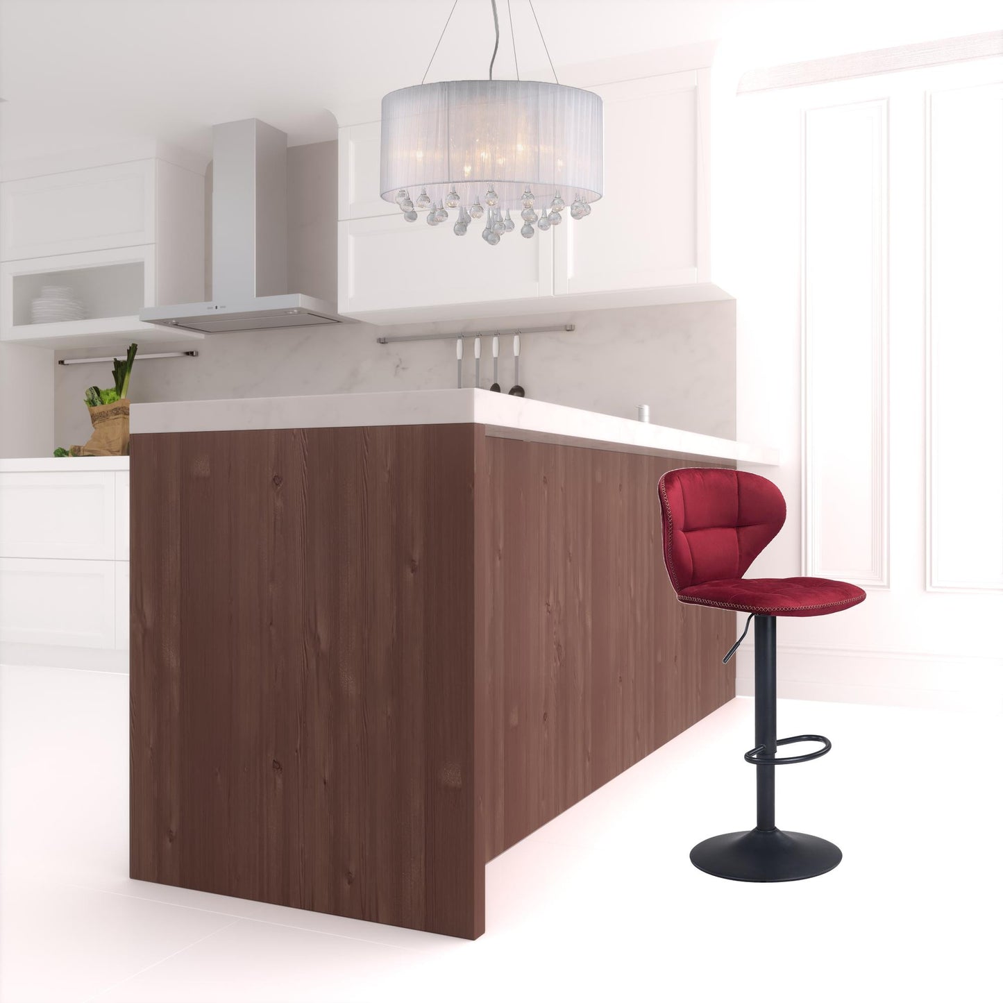 35" Red And Black Steel Swivel Low Back Counter Height Bar Chair With Footrest By Homeroots | Bar Stools | Modishstore - 7