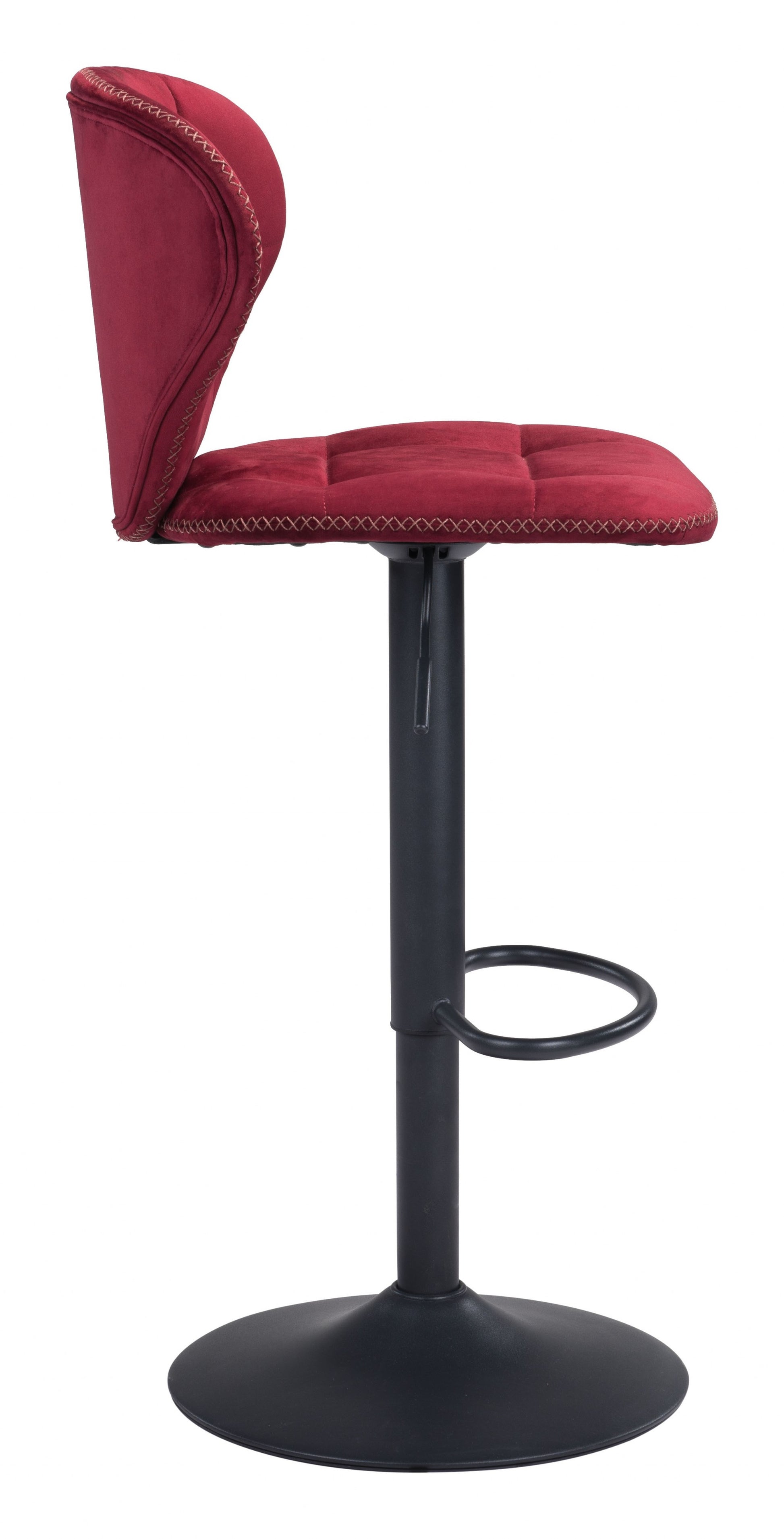35" Red And Black Steel Swivel Low Back Counter Height Bar Chair With Footrest By Homeroots | Bar Stools | Modishstore - 3