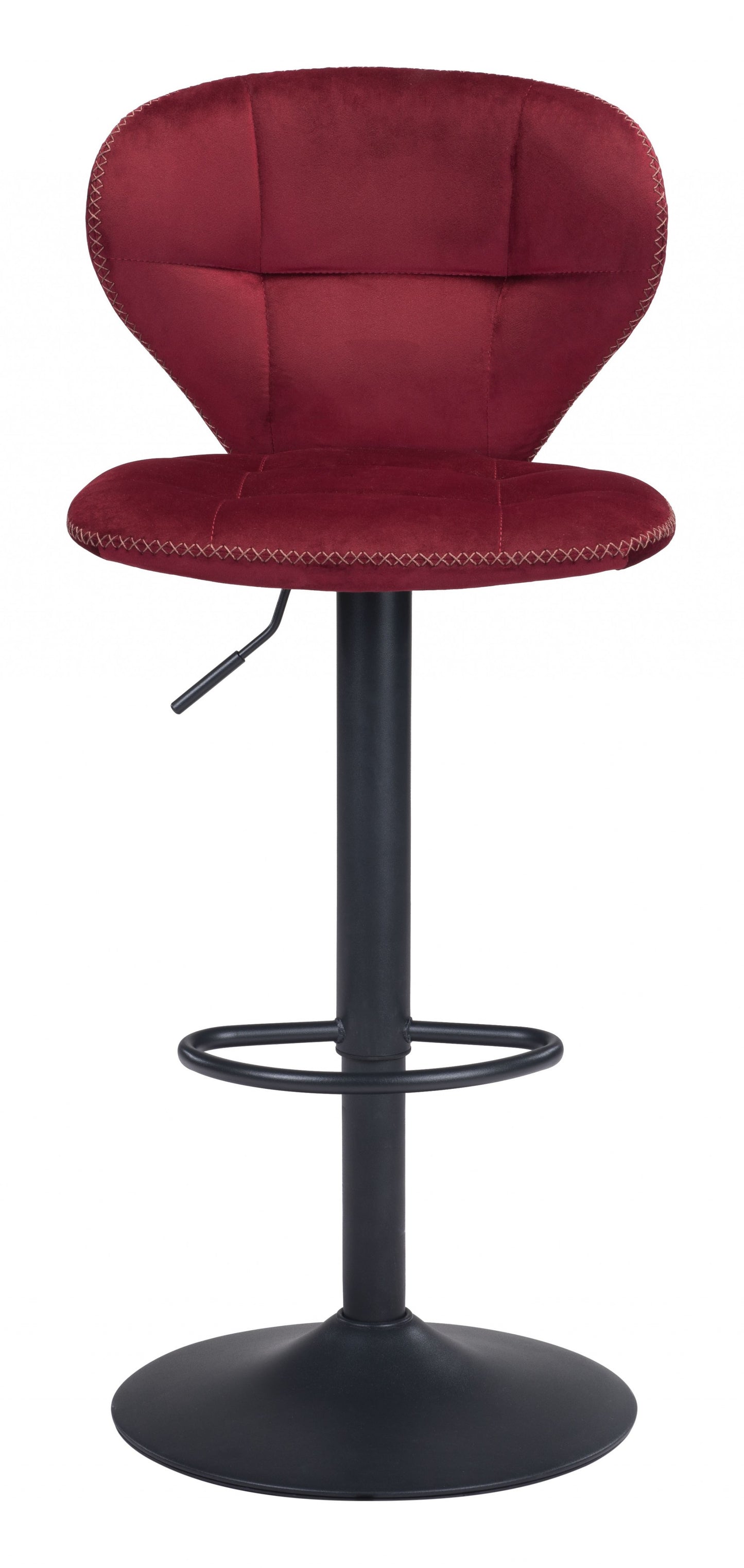 35" Red And Black Steel Swivel Low Back Counter Height Bar Chair With Footrest By Homeroots | Bar Stools | Modishstore - 4