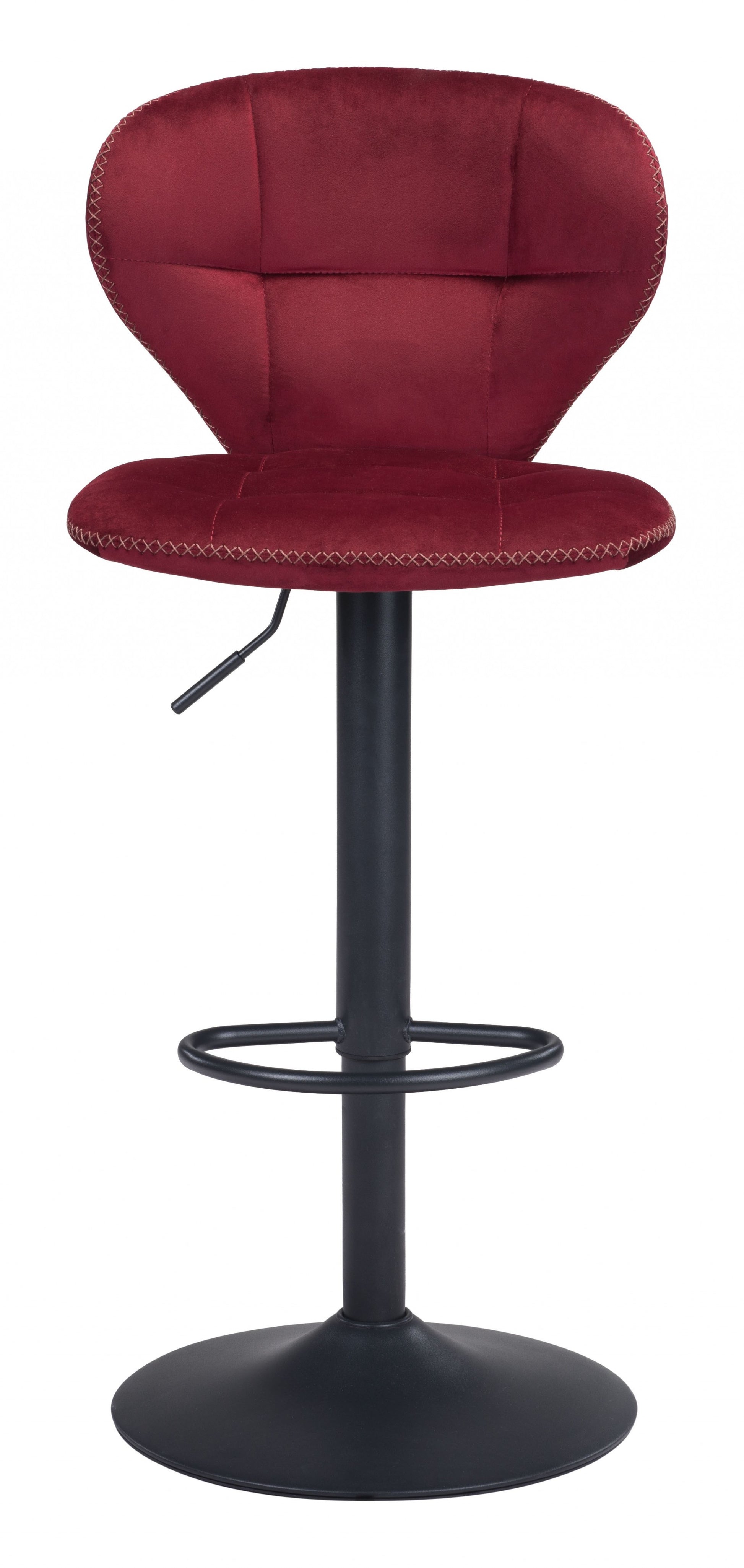 35" Red And Black Steel Swivel Low Back Counter Height Bar Chair With Footrest By Homeroots | Bar Stools | Modishstore - 4