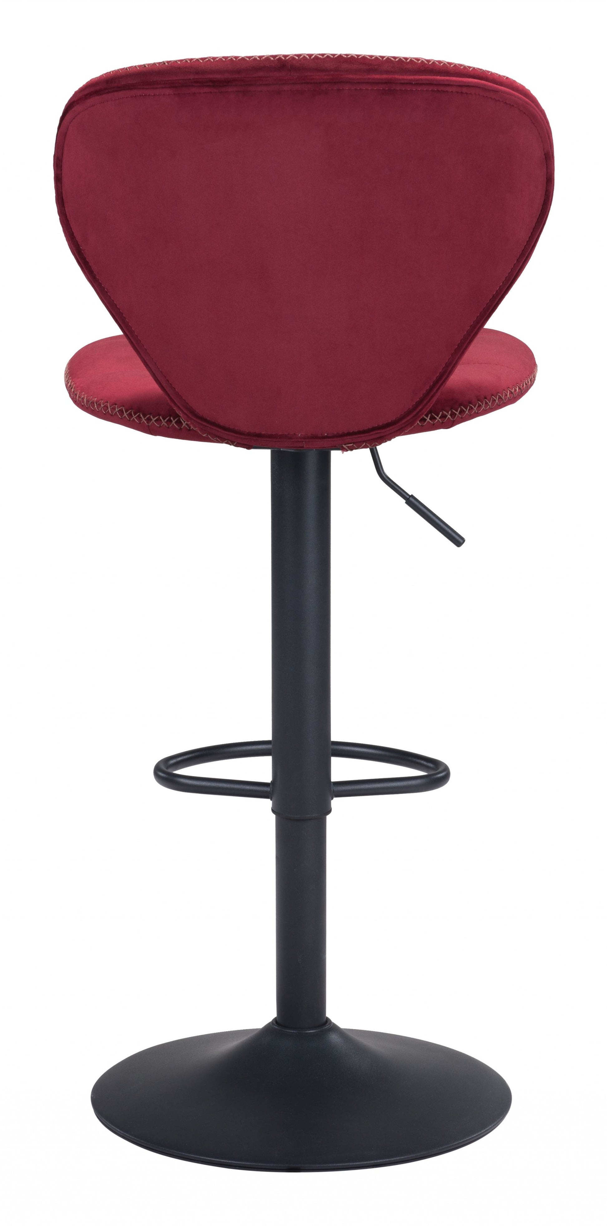 35" Red And Black Steel Swivel Low Back Counter Height Bar Chair With Footrest By Homeroots | Bar Stools | Modishstore - 5