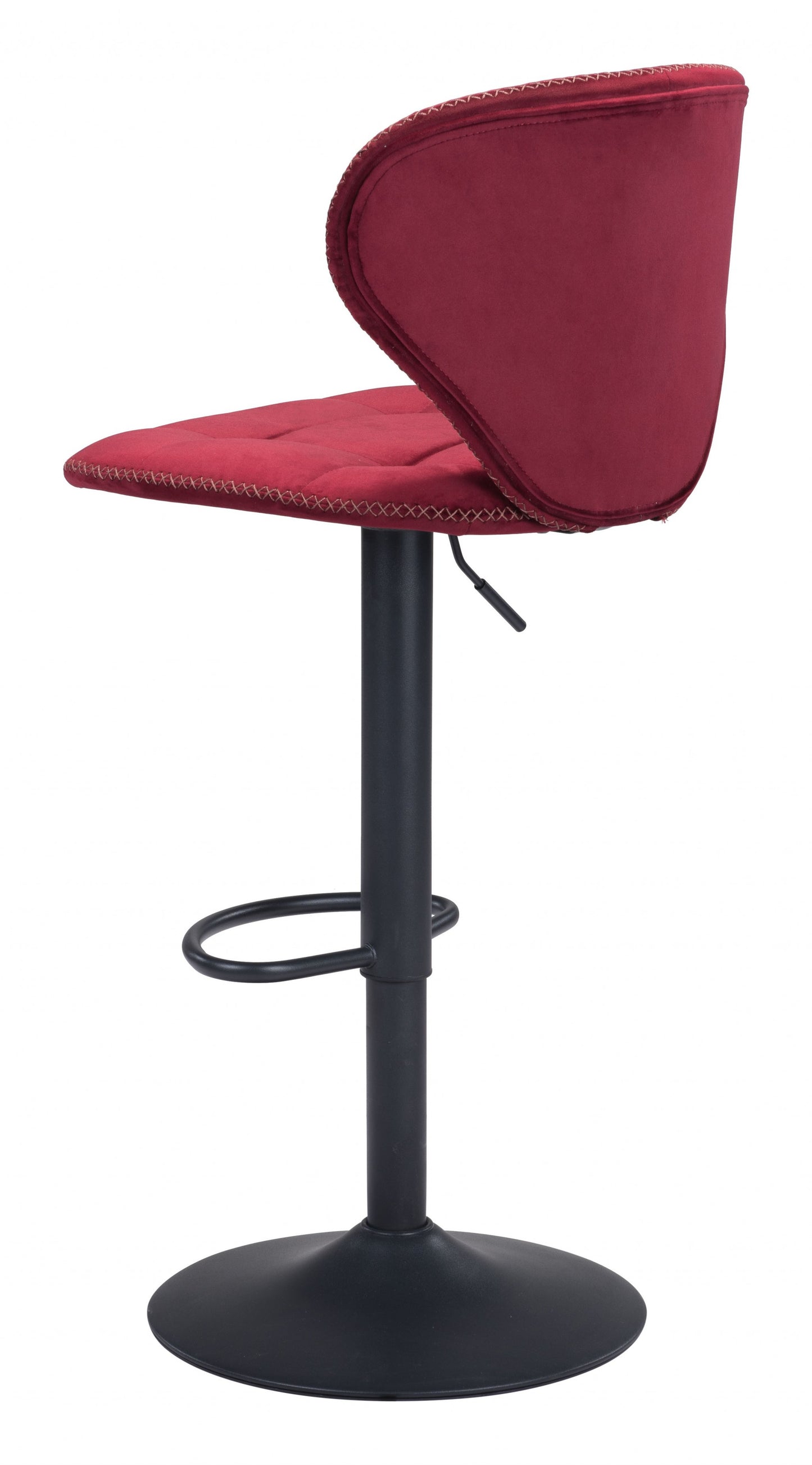 35" Red And Black Steel Swivel Low Back Counter Height Bar Chair With Footrest By Homeroots