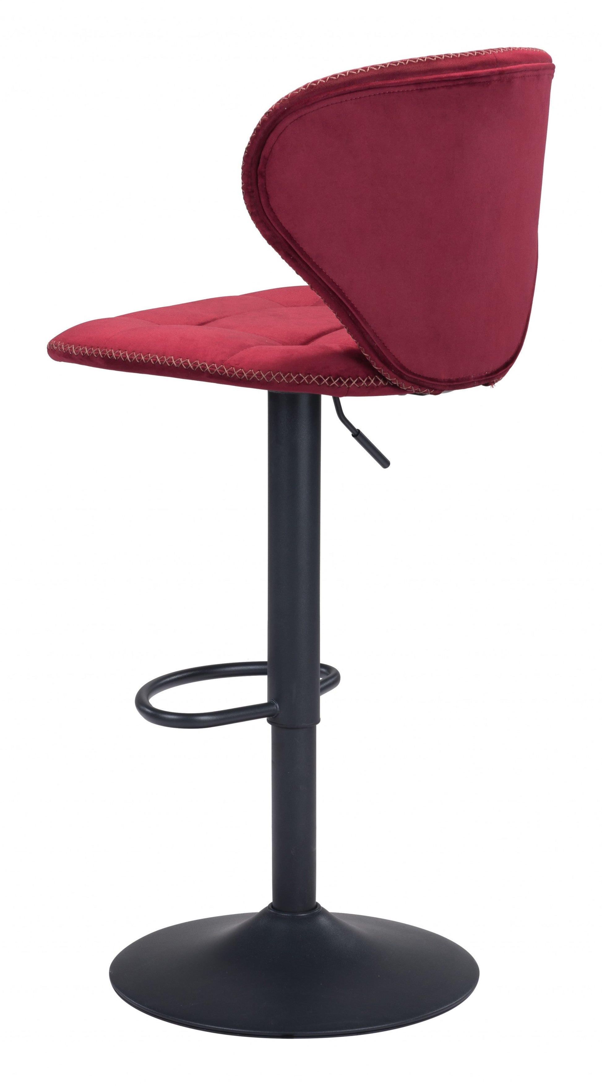 35" Red And Black Steel Swivel Low Back Counter Height Bar Chair With Footrest By Homeroots | Bar Stools | Modishstore - 6