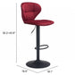 35" Red And Black Steel Swivel Low Back Counter Height Bar Chair With Footrest By Homeroots