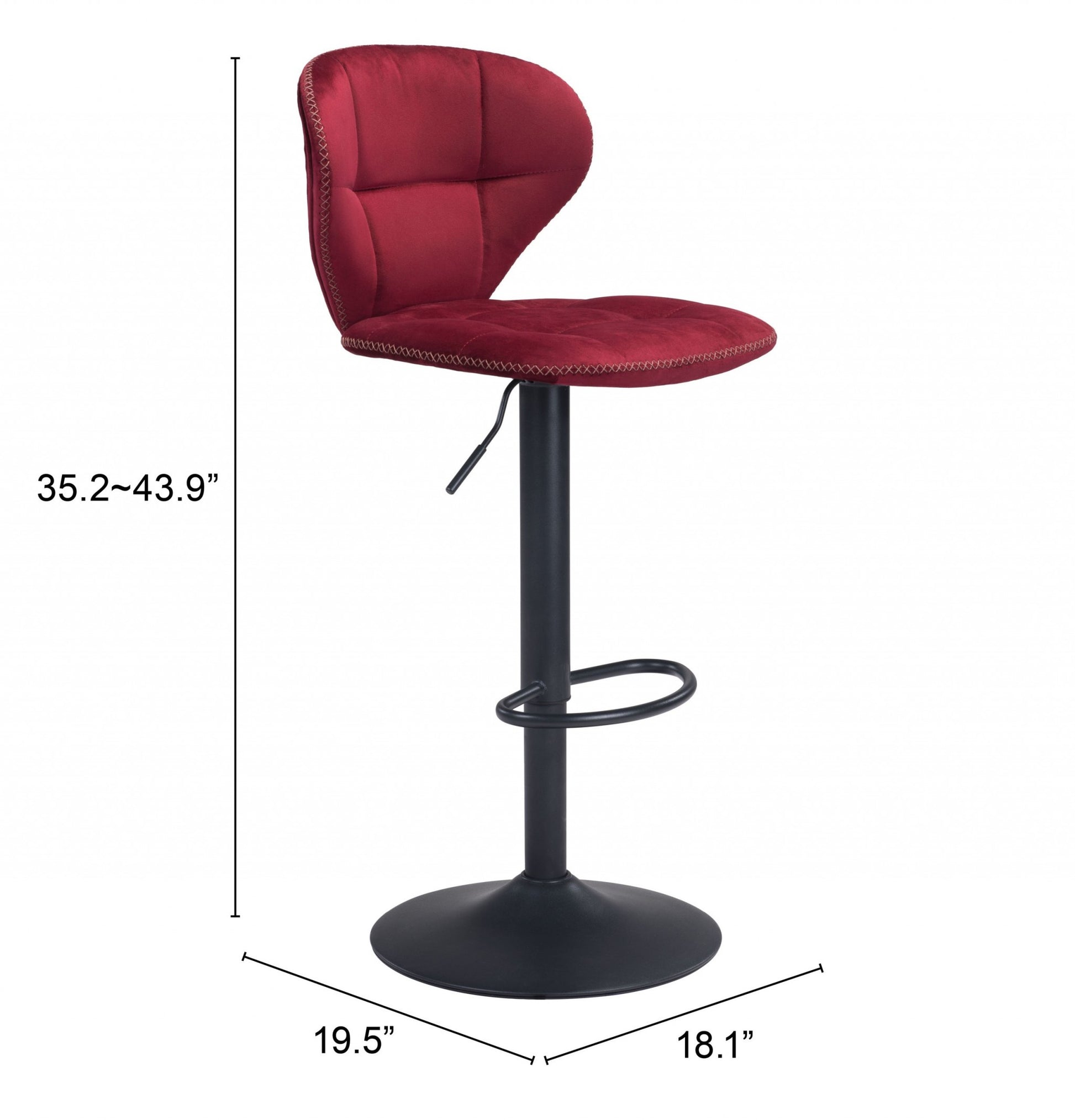 35" Red And Black Steel Swivel Low Back Counter Height Bar Chair With Footrest By Homeroots | Bar Stools | Modishstore - 9