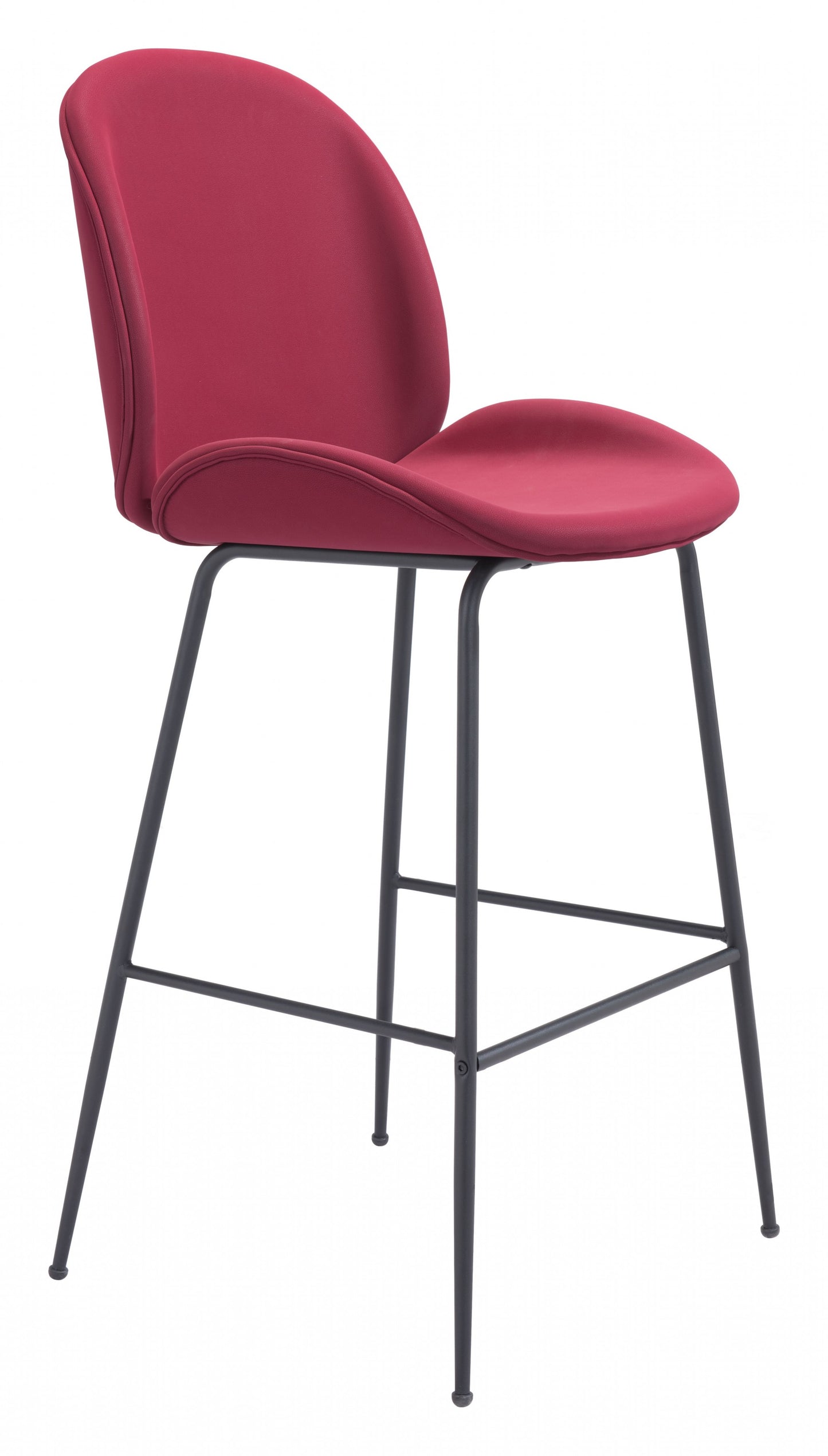 47" Red And Black Steel Low Back Bar Height Chair With Footrest By Homeroots