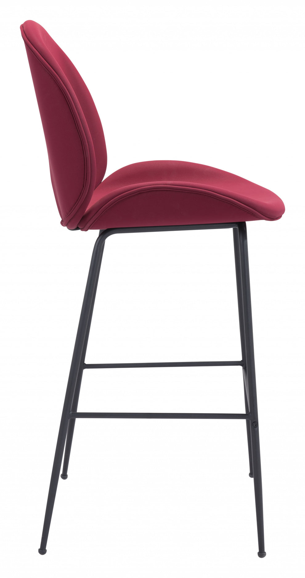 47" Red And Black Steel Low Back Bar Height Chair With Footrest By Homeroots | Bar Stools | Modishstore - 2