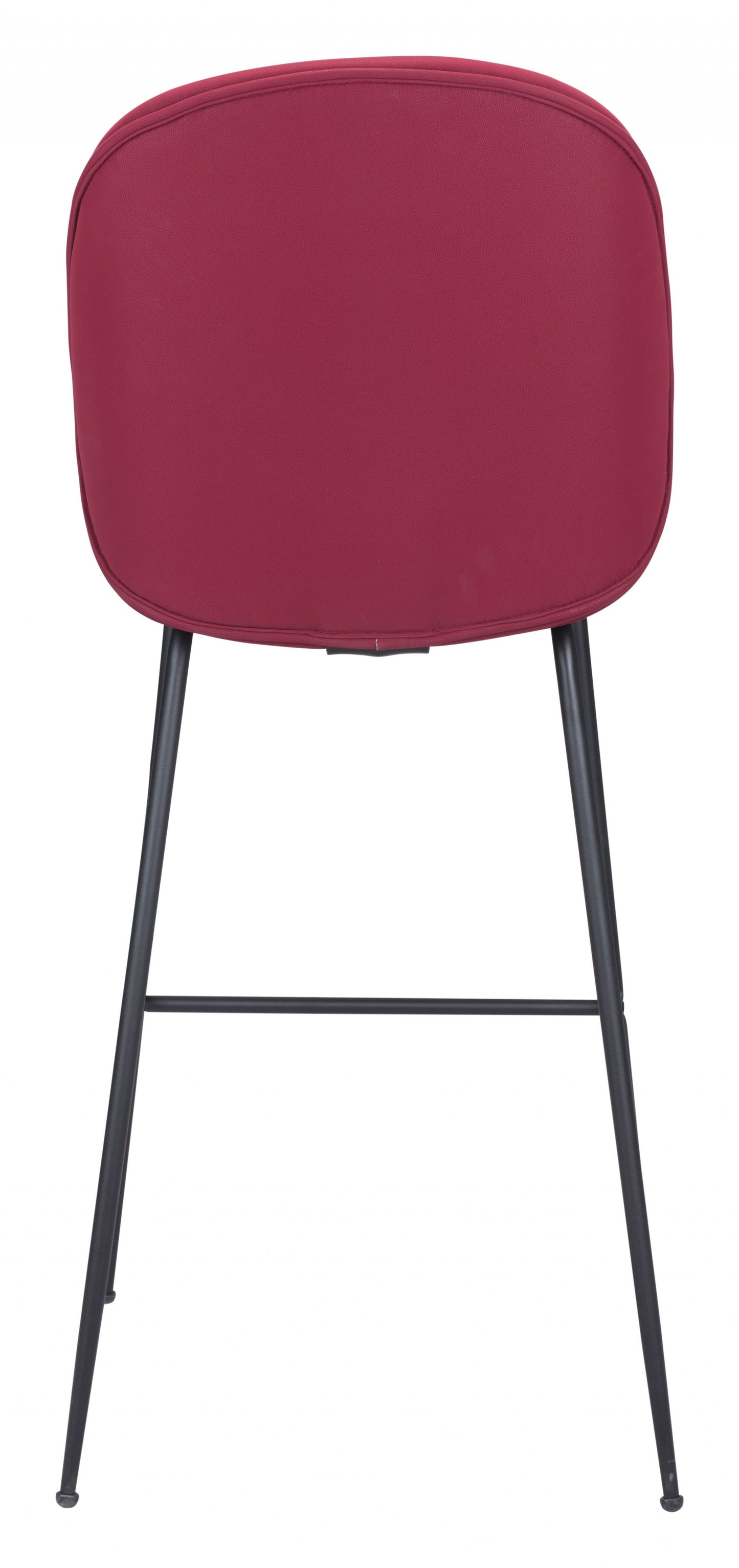 47" Red And Black Steel Low Back Bar Height Chair With Footrest By Homeroots