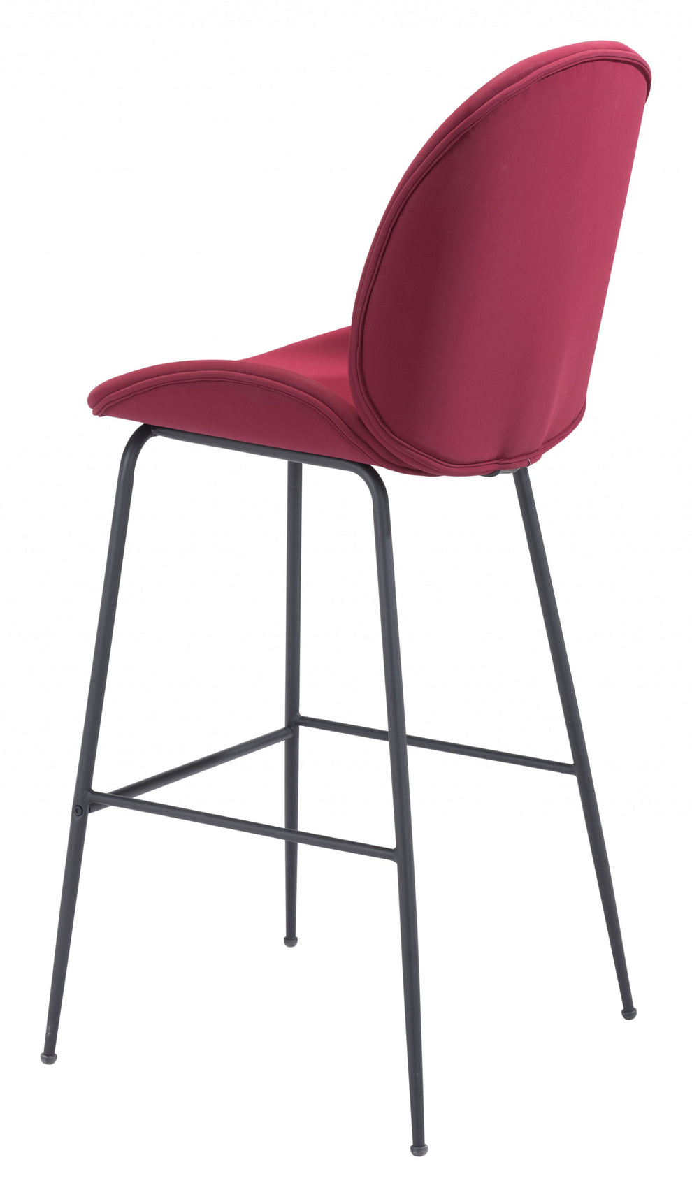 47" Red And Black Steel Low Back Bar Height Chair With Footrest By Homeroots | Bar Stools | Modishstore - 5