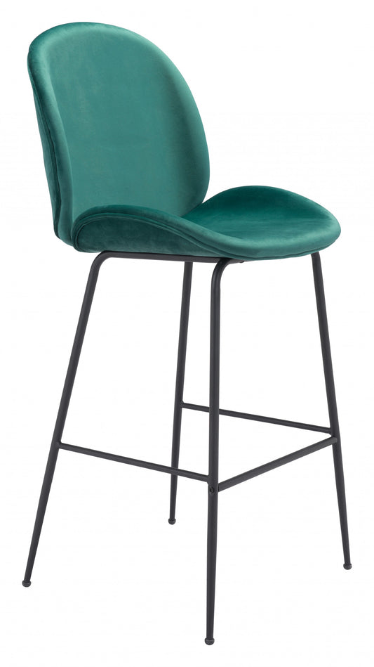 47" Green And Black Steel Low Back Bar Height Chair With Footrest By Homeroots | Bar Stools | Modishstore
