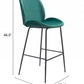 47" Green And Black Steel Low Back Bar Height Chair With Footrest By Homeroots