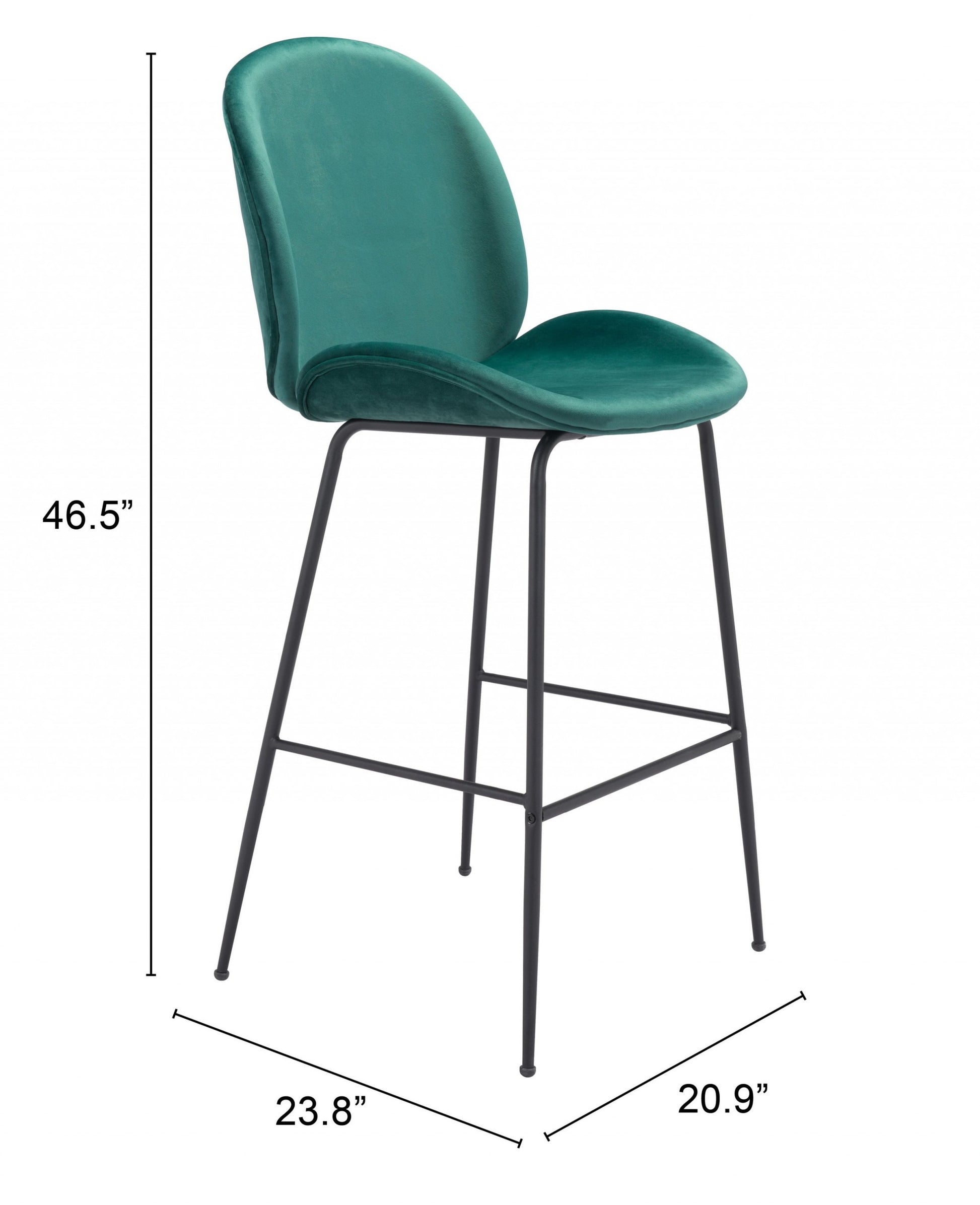 47" Green And Black Steel Low Back Bar Height Chair With Footrest By Homeroots | Bar Stools | Modishstore - 8