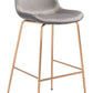 43" Gray Copper Steel Low Back Bar Height Chair With Footrest By Homeroots