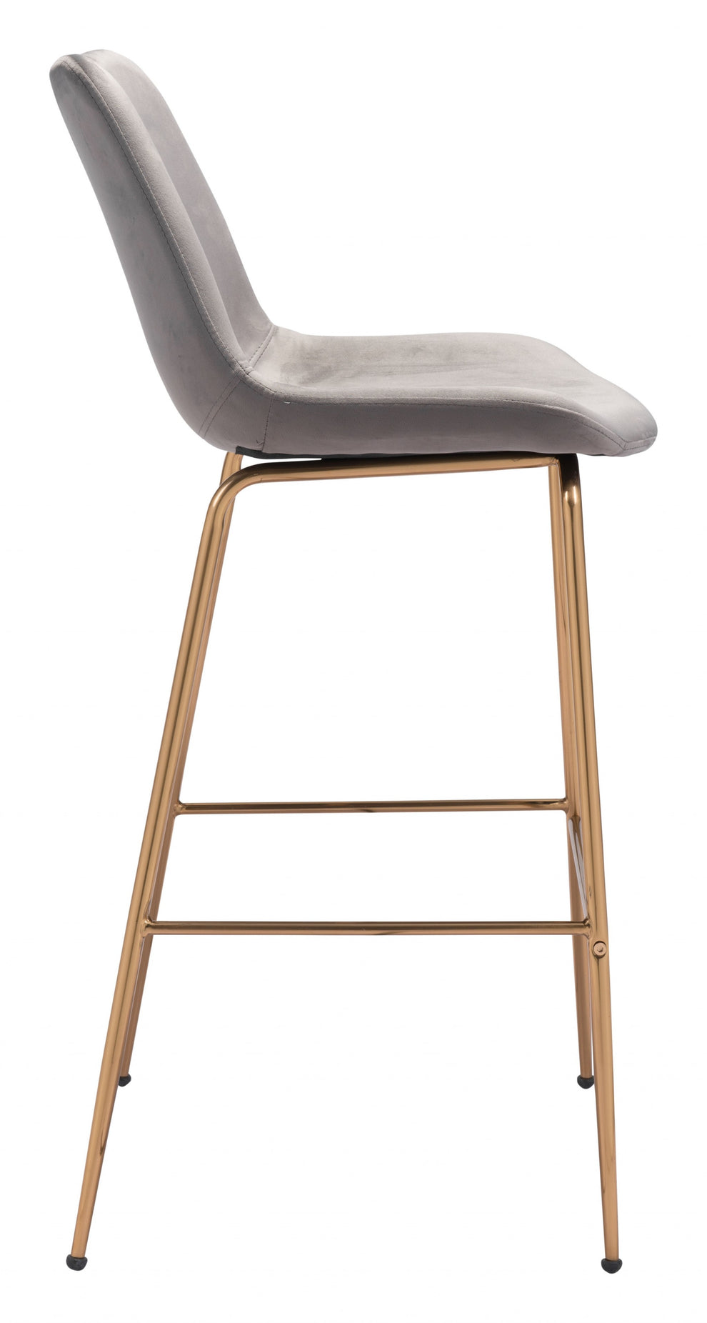 43" Gray Copper Steel Low Back Bar Height Chair With Footrest By Homeroots | Bar Stools | Modishstore - 3