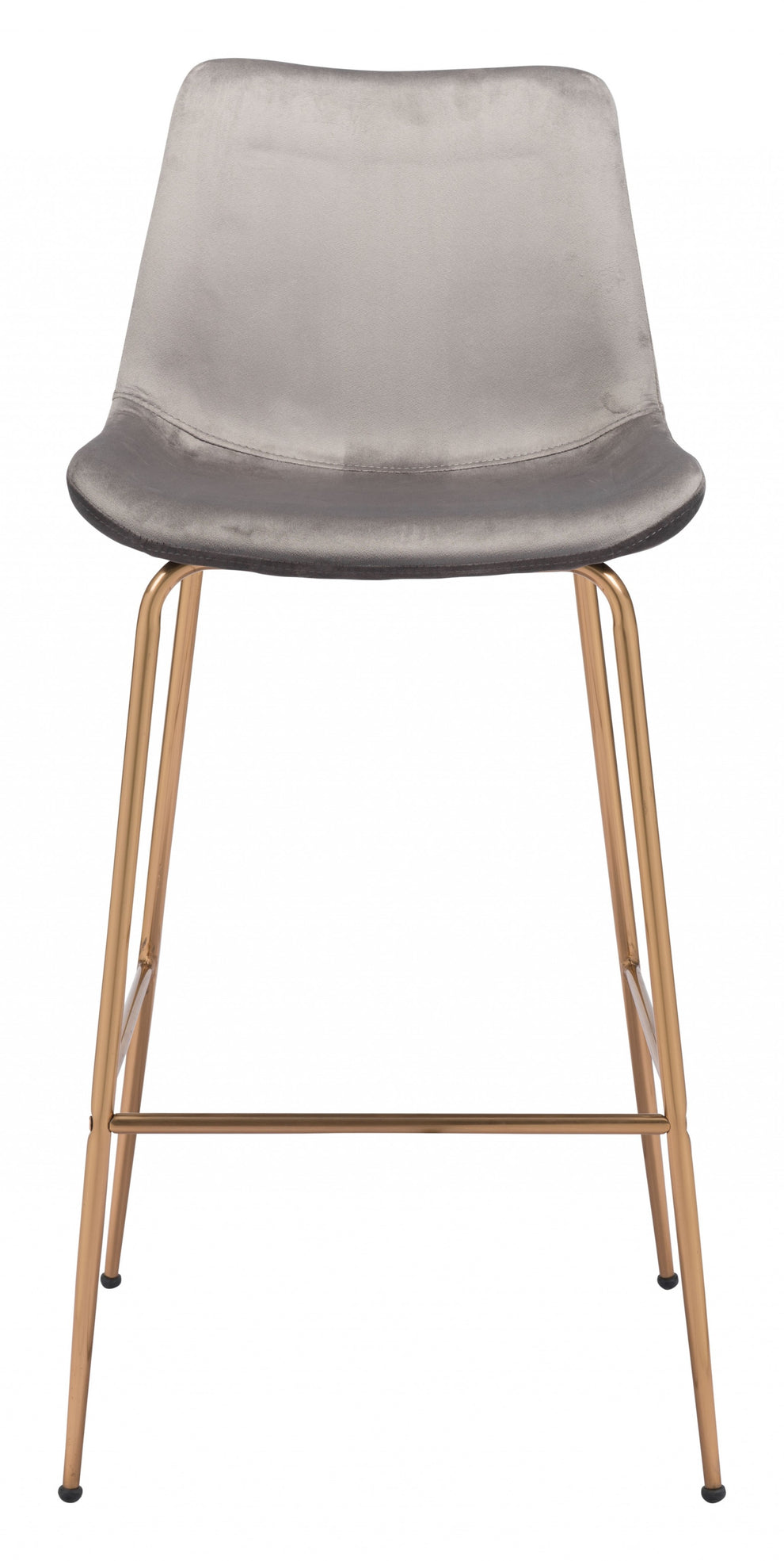 43" Gray Copper Steel Low Back Bar Height Chair With Footrest By Homeroots | Bar Stools | Modishstore - 4