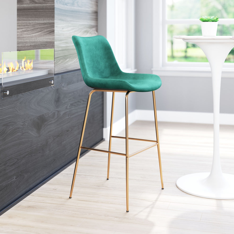 43" Green Steel Low Back Chair With Footrest By Homeroots | Bar Stools | Modishstore - 7
