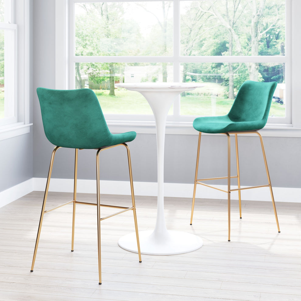43" Green Steel Low Back Chair With Footrest By Homeroots | Bar Stools | Modishstore - 8