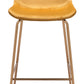 43" Yellow Velvet And Gold Steel Low Back Bar Height Chair With Footrest By Homeroots | Bar Stools | Modishstore - 3