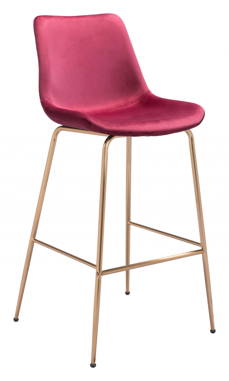 43" Red Steel Low Back Chair With Footrest By Homeroots | Bar Stools | Modishstore