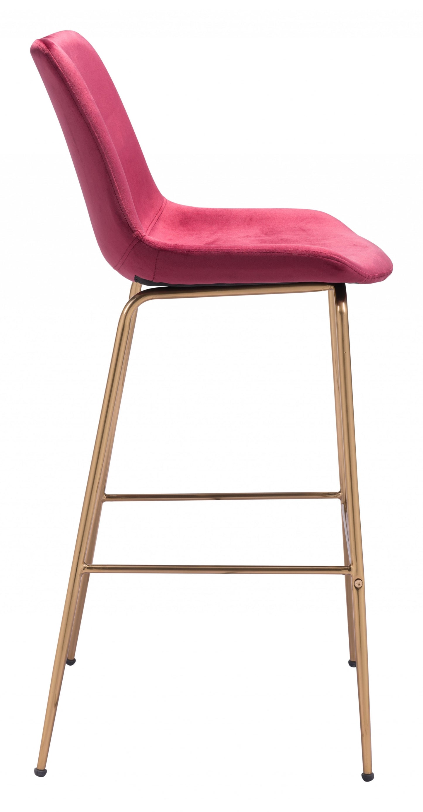 43" Red Steel Low Back Chair With Footrest By Homeroots | Bar Stools | Modishstore - 3