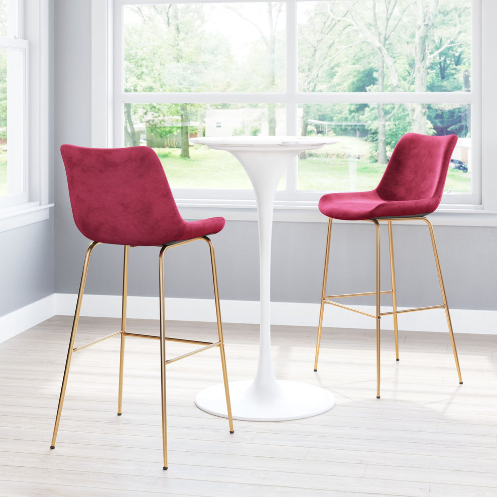 43" Red Steel Low Back Chair With Footrest By Homeroots | Bar Stools | Modishstore - 8