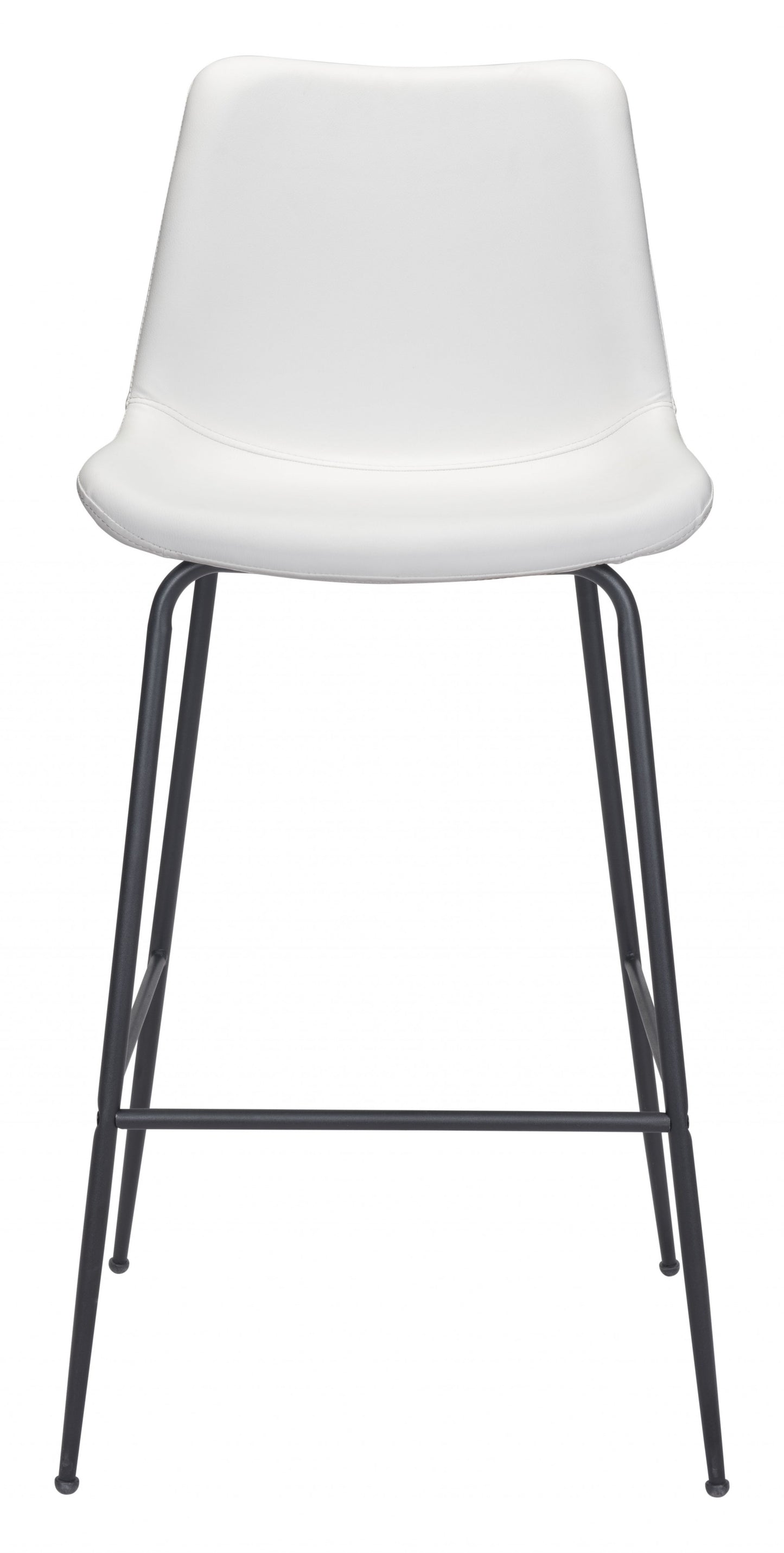43" White And Black Steel Low Back Bar Height Chair With Footrest By Homeroots