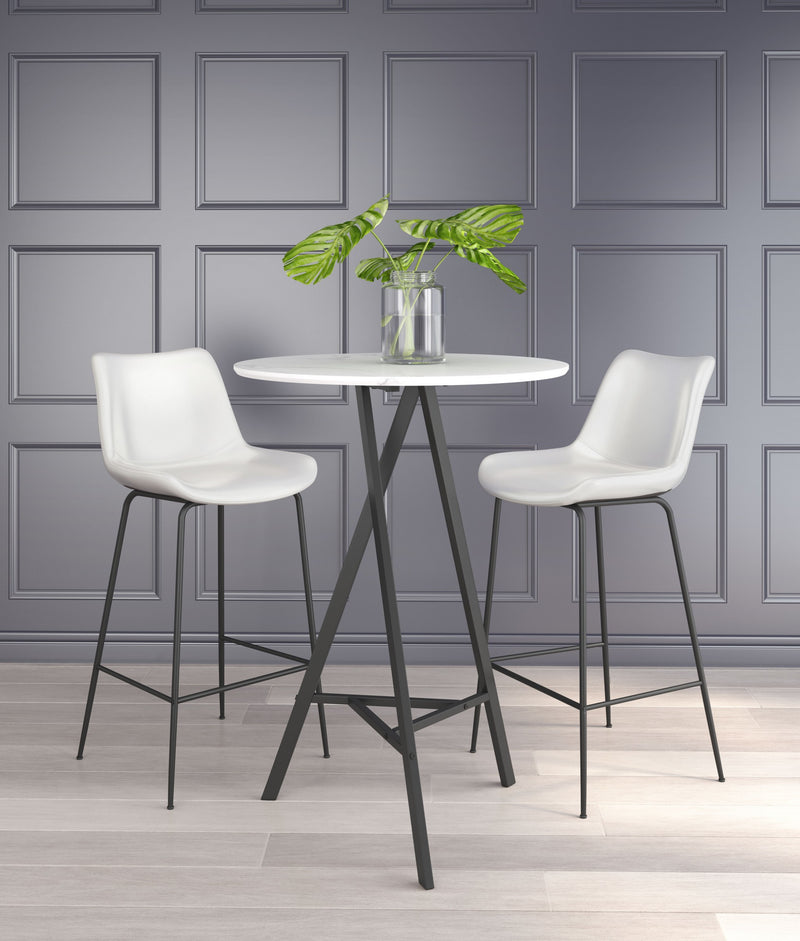 White and Black Top Shelf Modern Rugged Bar Chair By Homeroots | Bar Stools | Modishstore