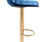 35" Dark Blue And Gold Steel Low Back Counter Height Bar Chair With Footrest By Homeroots