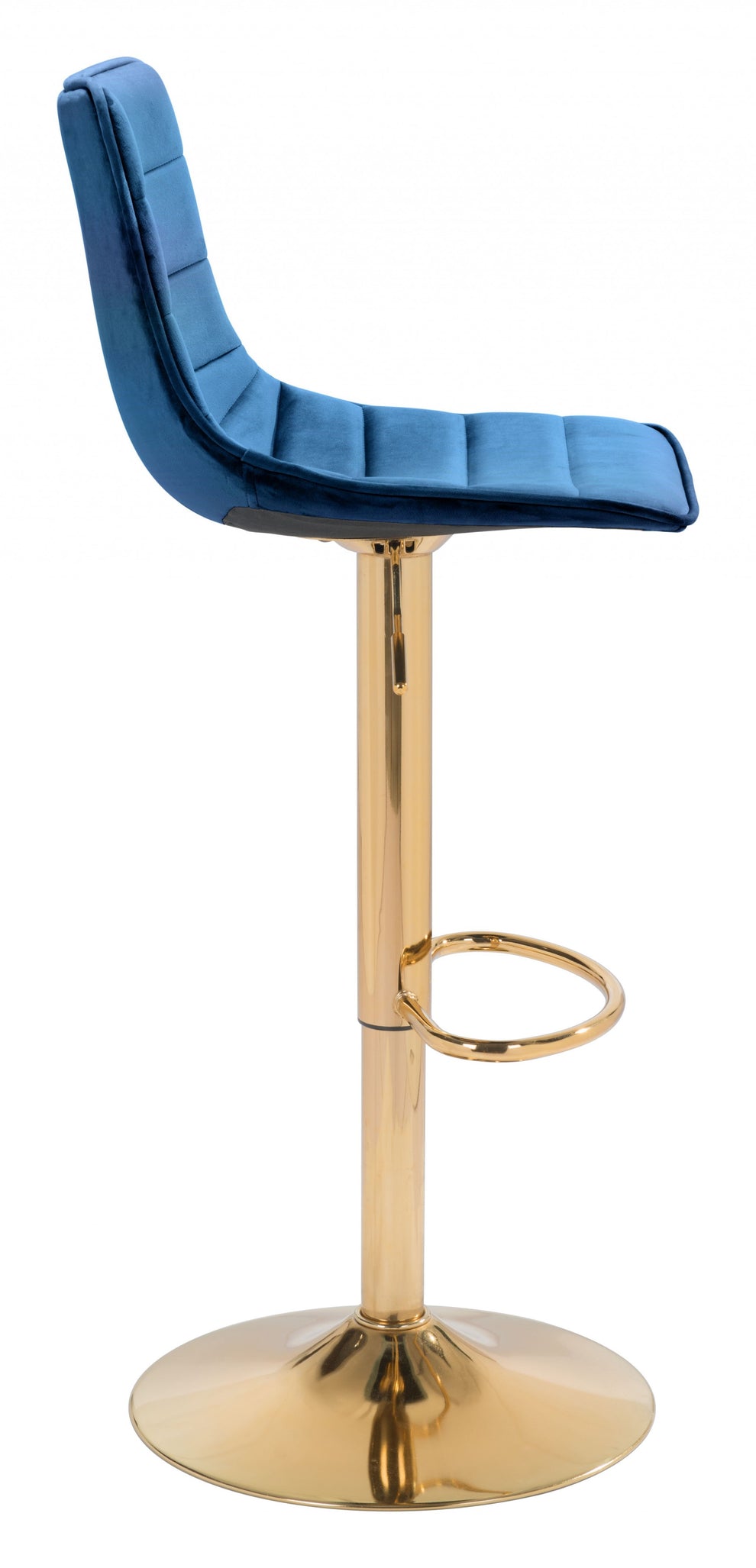 35" Dark Blue And Gold Steel Low Back Counter Height Bar Chair With Footrest By Homeroots | Bar Stools | Modishstore - 4