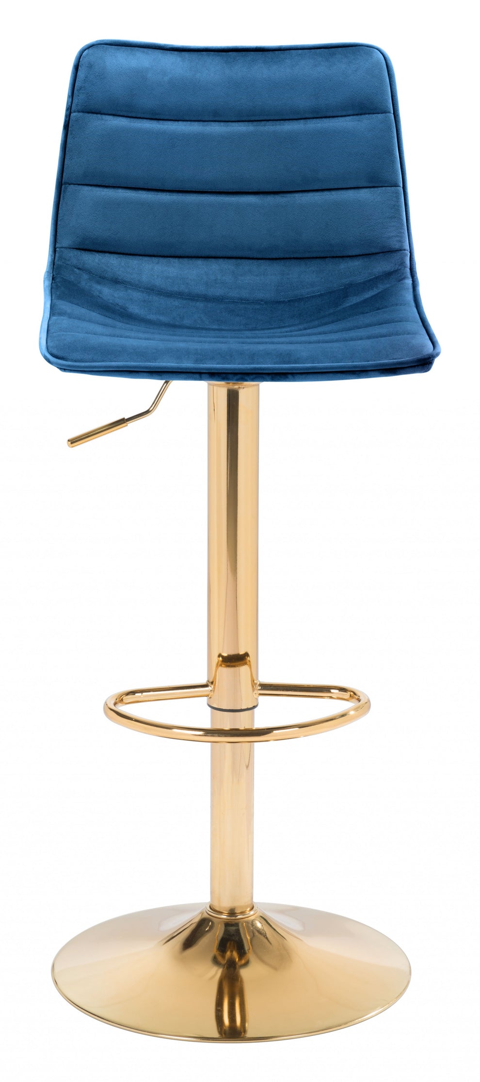 35" Dark Blue And Gold Steel Low Back Counter Height Bar Chair With Footrest By Homeroots | Bar Stools | Modishstore - 5