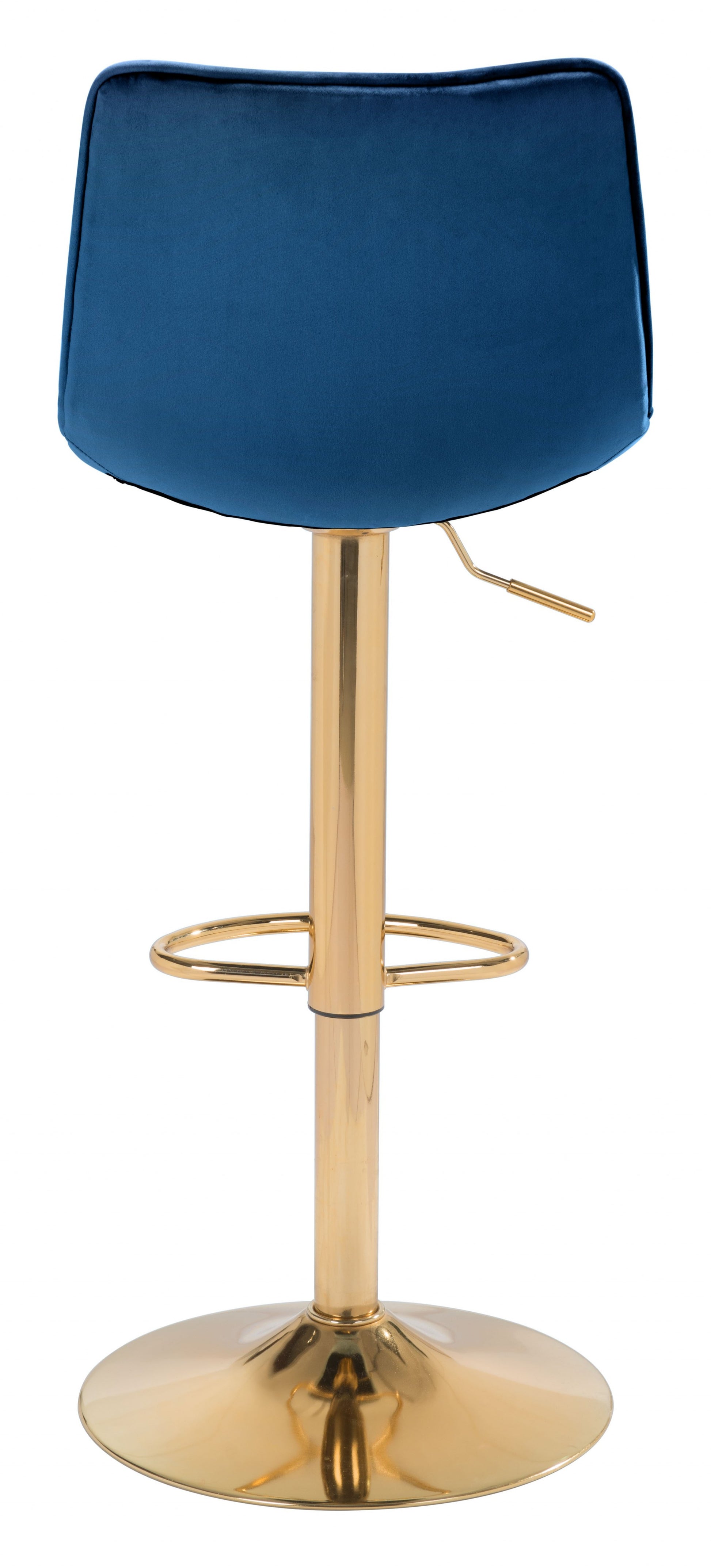 35" Dark Blue And Gold Steel Low Back Counter Height Bar Chair With Footrest By Homeroots | Bar Stools | Modishstore - 6