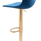 35" Dark Blue And Gold Steel Low Back Counter Height Bar Chair With Footrest By Homeroots