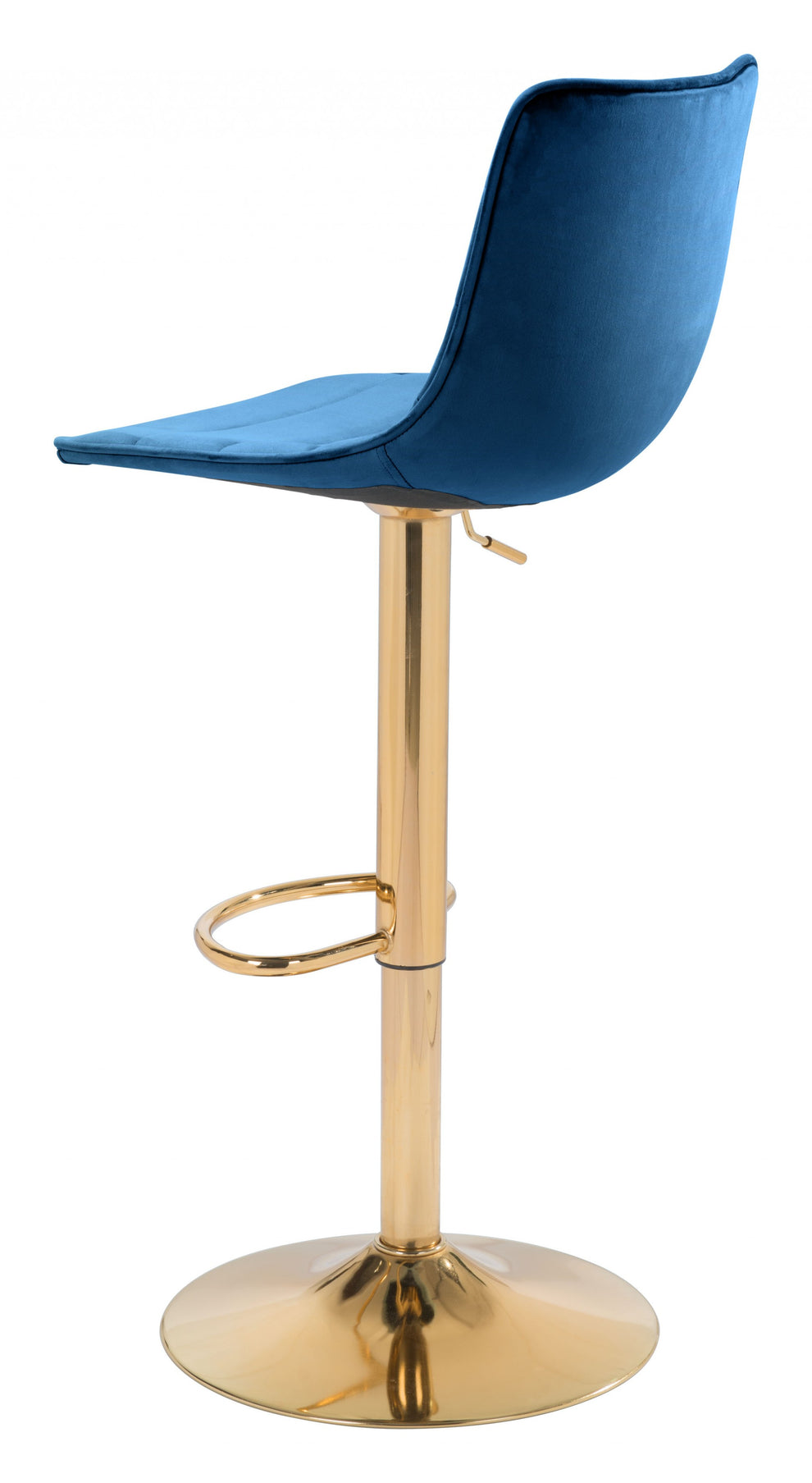 35" Dark Blue And Gold Steel Low Back Counter Height Bar Chair With Footrest By Homeroots | Bar Stools | Modishstore - 7