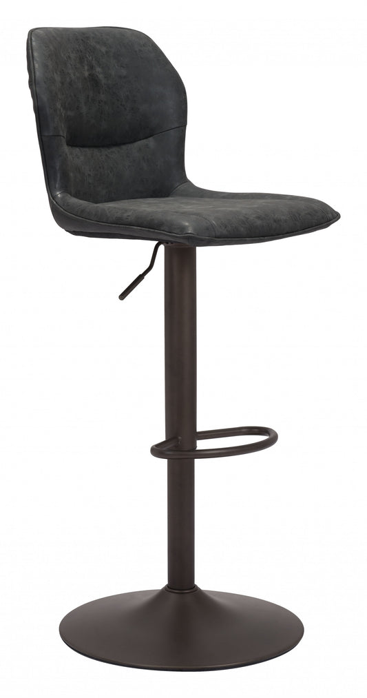 44" Black Steel Swivel Low Back Counter Height Bar Chair With Footrest By Homeroots