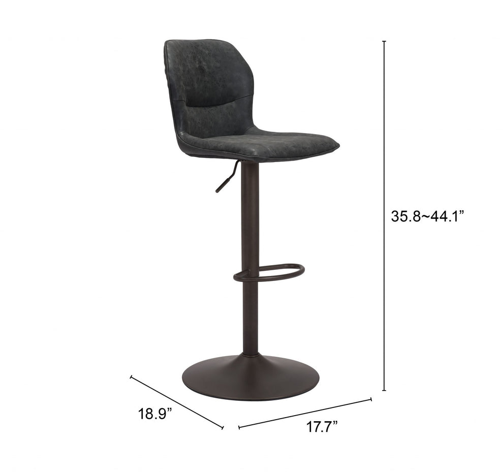 44" Black Steel Swivel Low Back Counter Height Bar Chair With Footrest By Homeroots | Bar Stools | Modishstore - 7