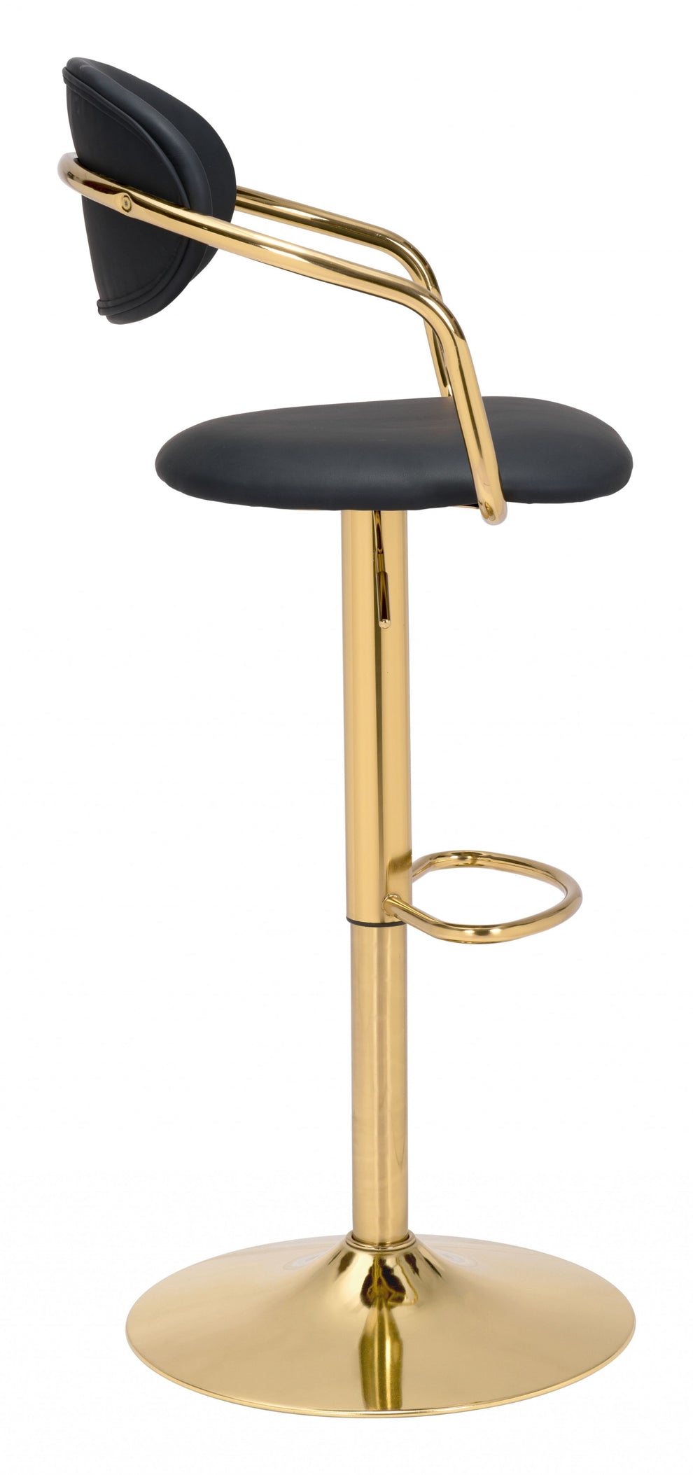 44" Black And Gold Steel Swivel Low Back Counter Height Bar Chair With Footrest By Homeroots | Bar Stools | Modishstore - 2