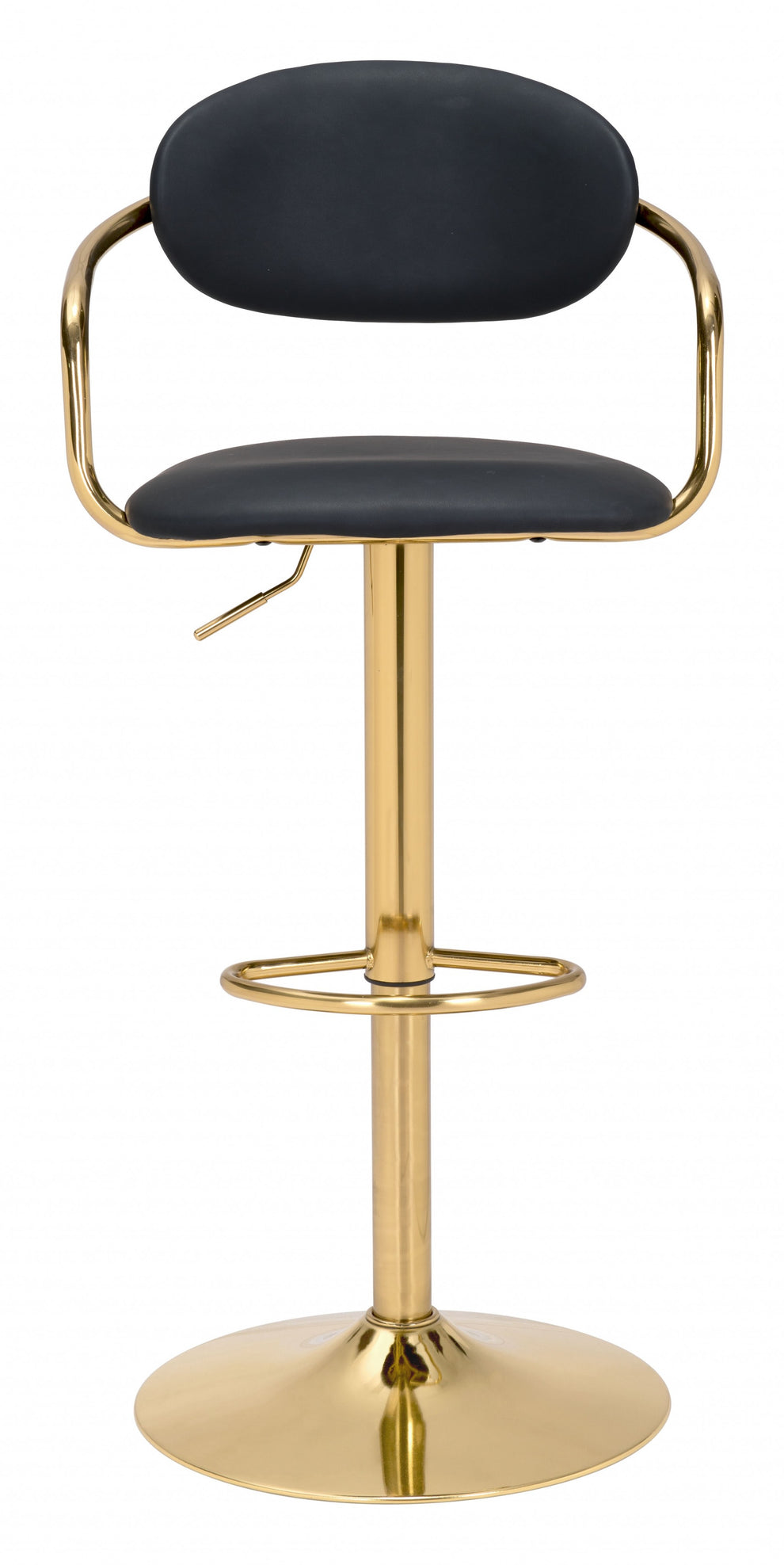 44" Black And Gold Steel Swivel Low Back Counter Height Bar Chair With Footrest By Homeroots | Bar Stools | Modishstore - 3