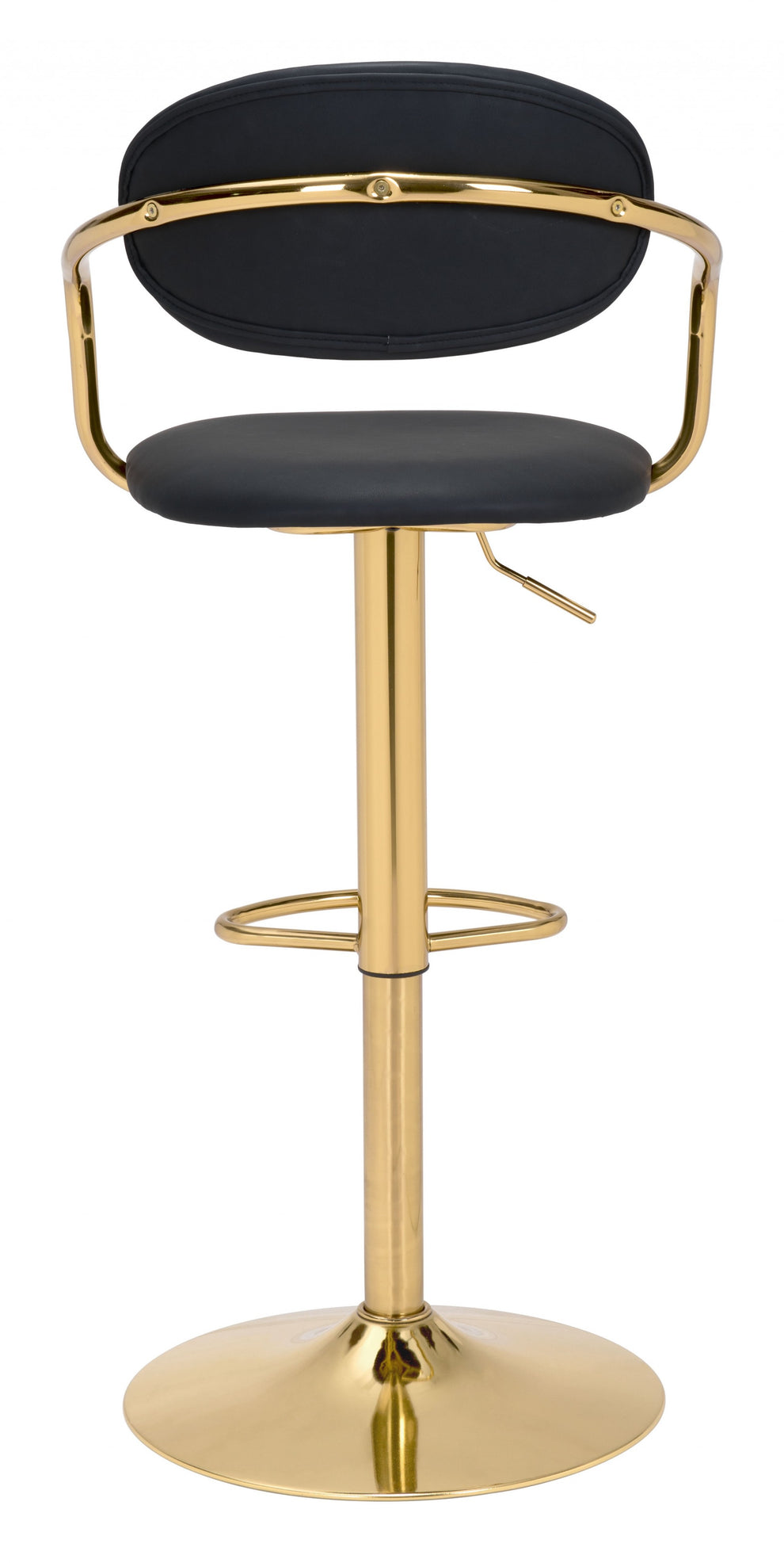 44" Black And Gold Steel Swivel Low Back Counter Height Bar Chair With Footrest By Homeroots | Bar Stools | Modishstore - 4