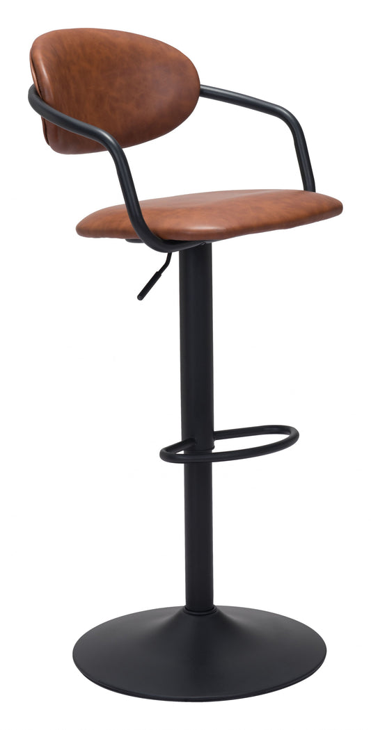 44" Brown And Black Steel Swivel Low Back Counter Height Bar Chair With Footrest By Homeroots | Bar Stools | Modishstore
