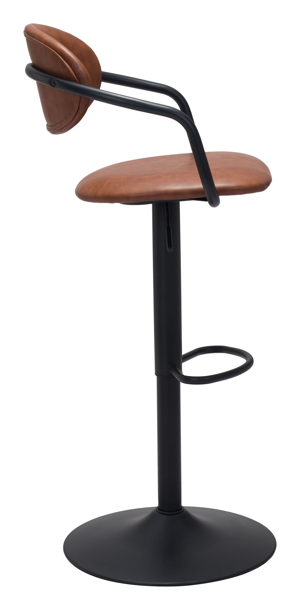 44" Brown And Black Steel Swivel Low Back Counter Height Bar Chair With Footrest By Homeroots | Bar Stools | Modishstore - 2