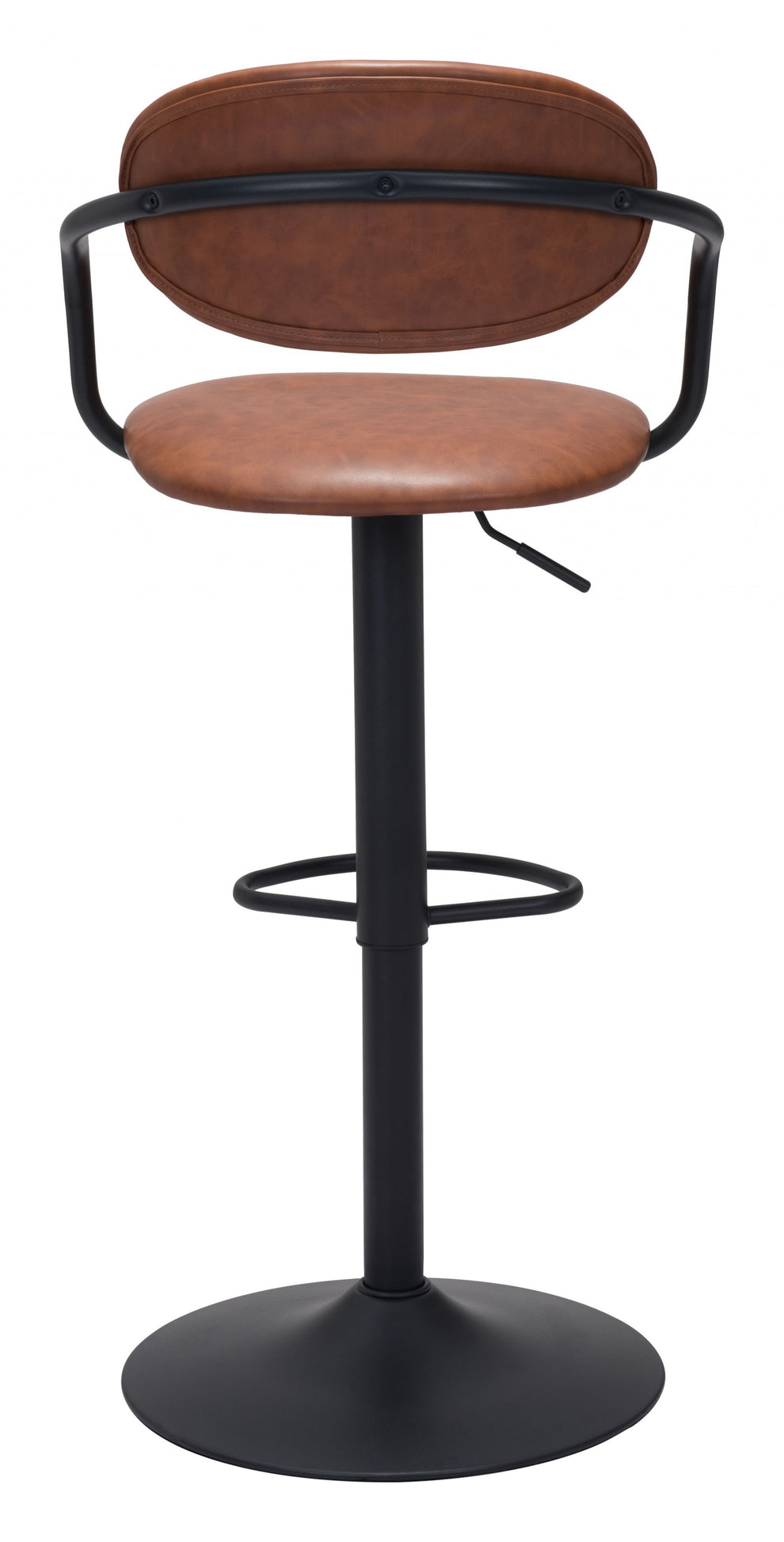44" Brown And Black Steel Swivel Low Back Counter Height Bar Chair With Footrest By Homeroots | Bar Stools | Modishstore - 4