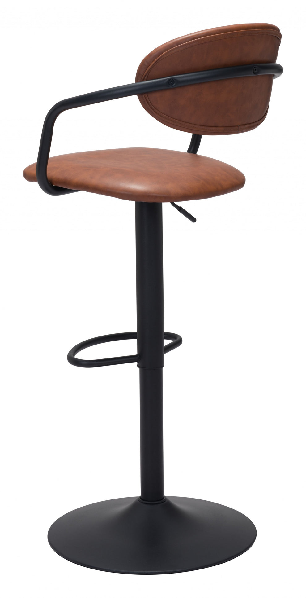 44" Brown And Black Steel Swivel Low Back Counter Height Bar Chair With Footrest By Homeroots | Bar Stools | Modishstore - 5