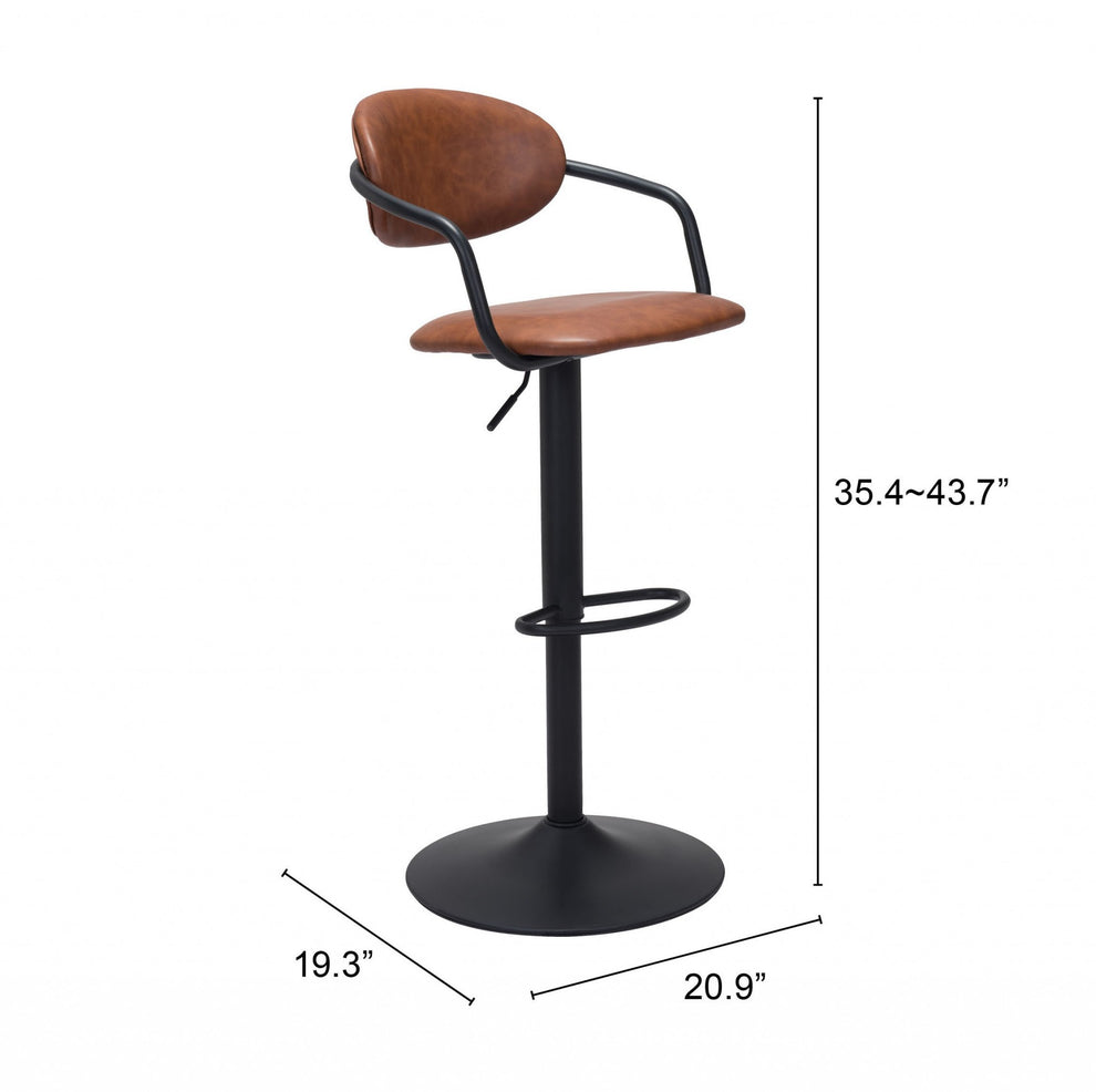 44" Brown And Black Steel Swivel Low Back Counter Height Bar Chair With Footrest By Homeroots | Bar Stools | Modishstore - 6