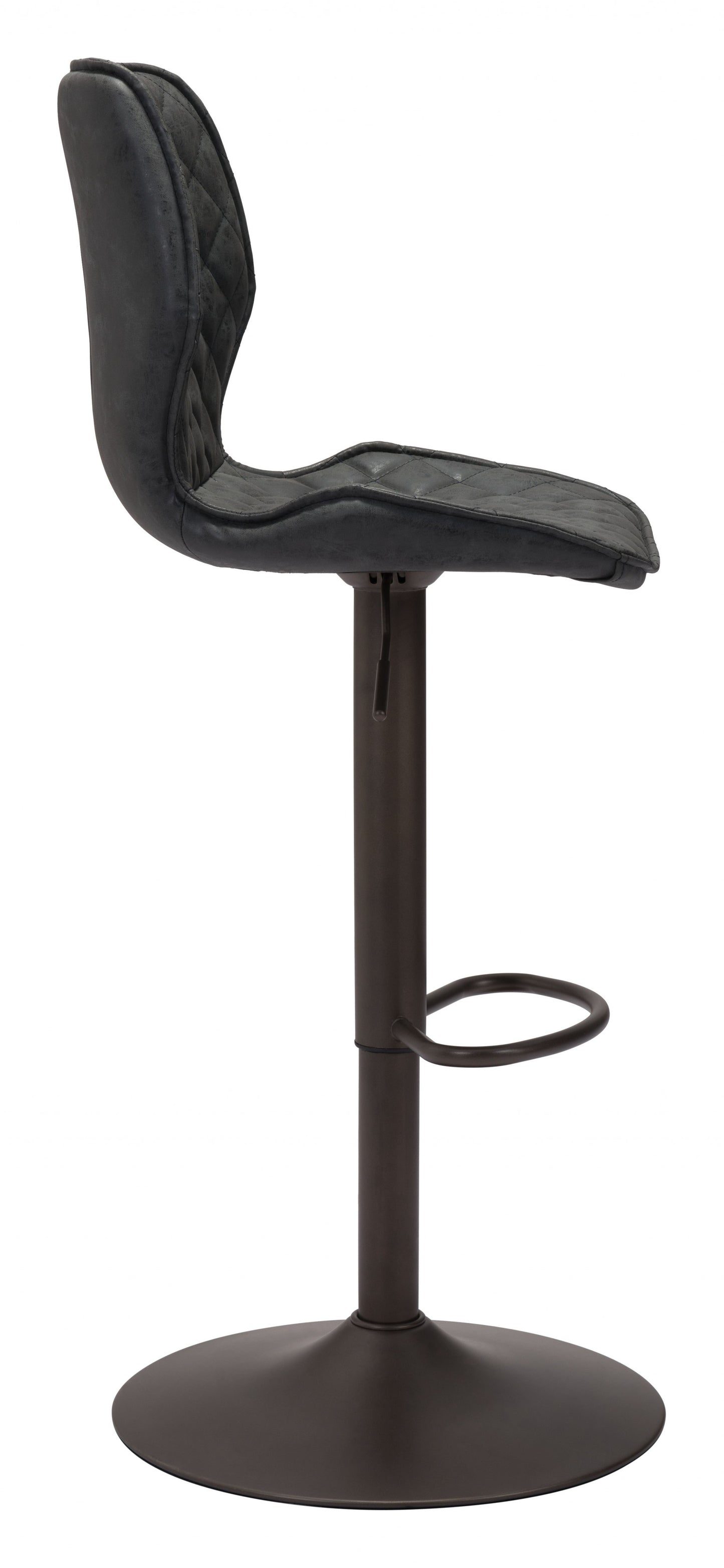 45" Black Steel Swivel Low Back Counter Height Bar Chair With Footrest By Homeroots