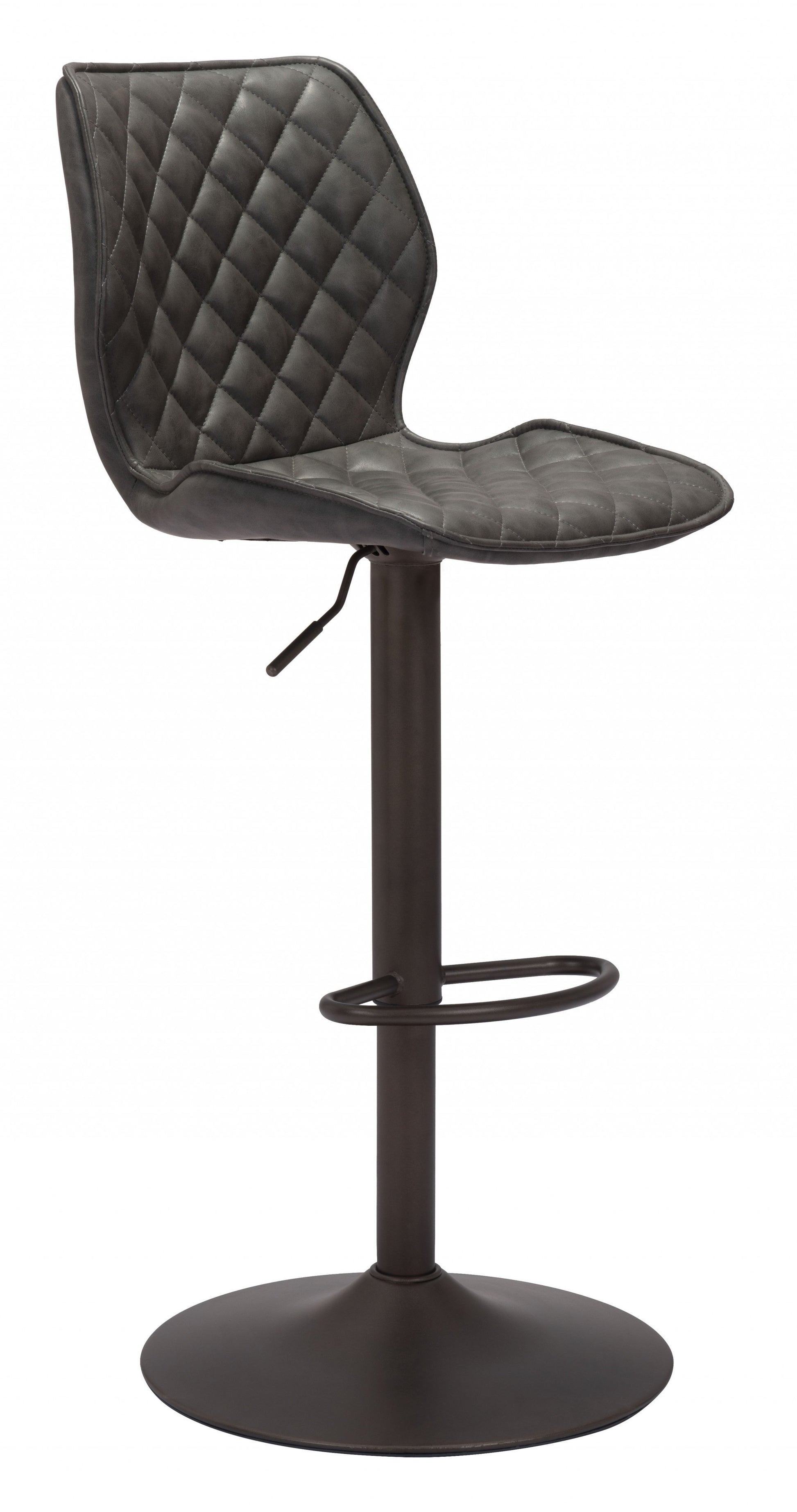 45" Gray And Black Steel Swivel Low Back Counter Height Bar Chair With Footrest By Homeroots | Bar Stools | Modishstore