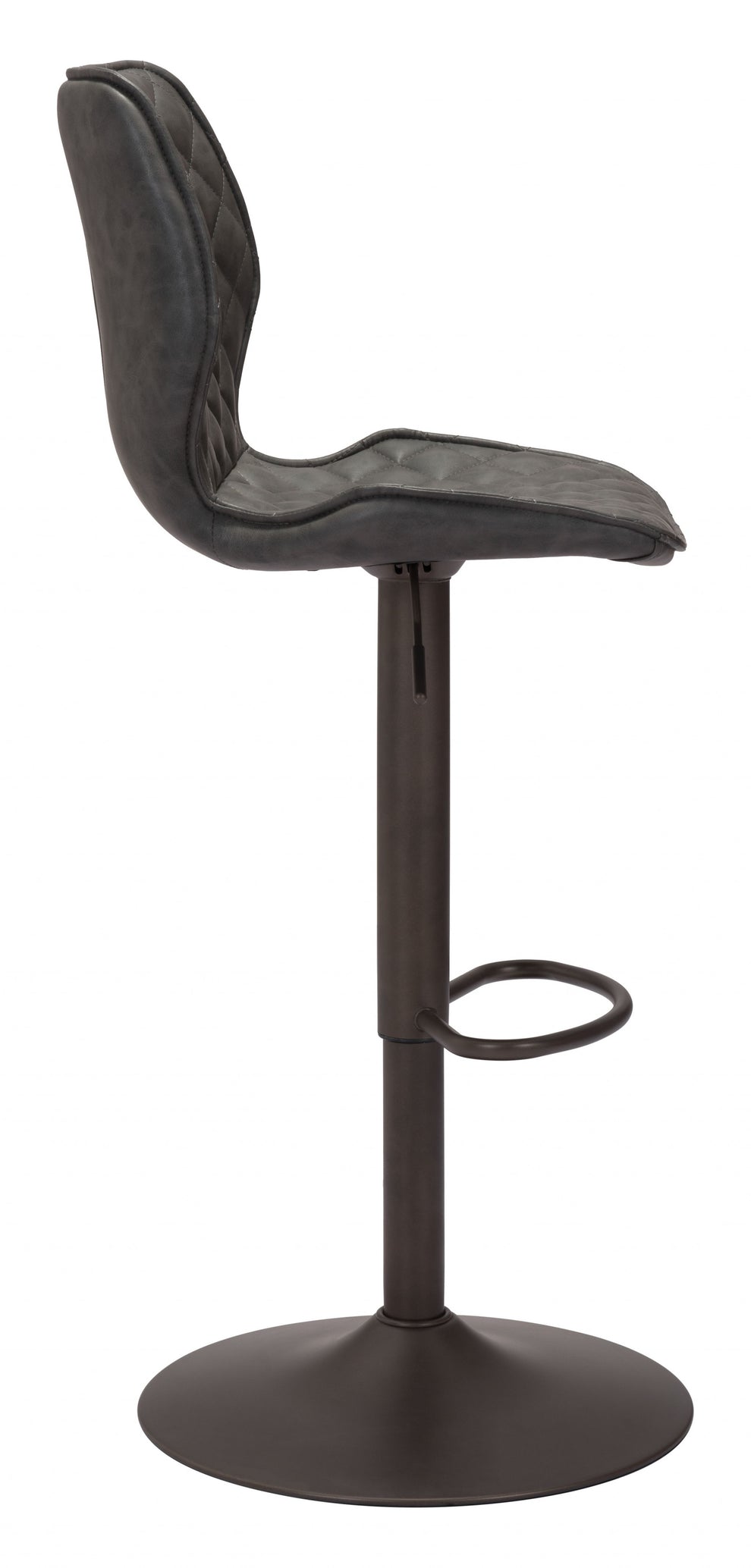 45" Gray And Black Steel Swivel Low Back Counter Height Bar Chair With Footrest By Homeroots | Bar Stools | Modishstore - 2