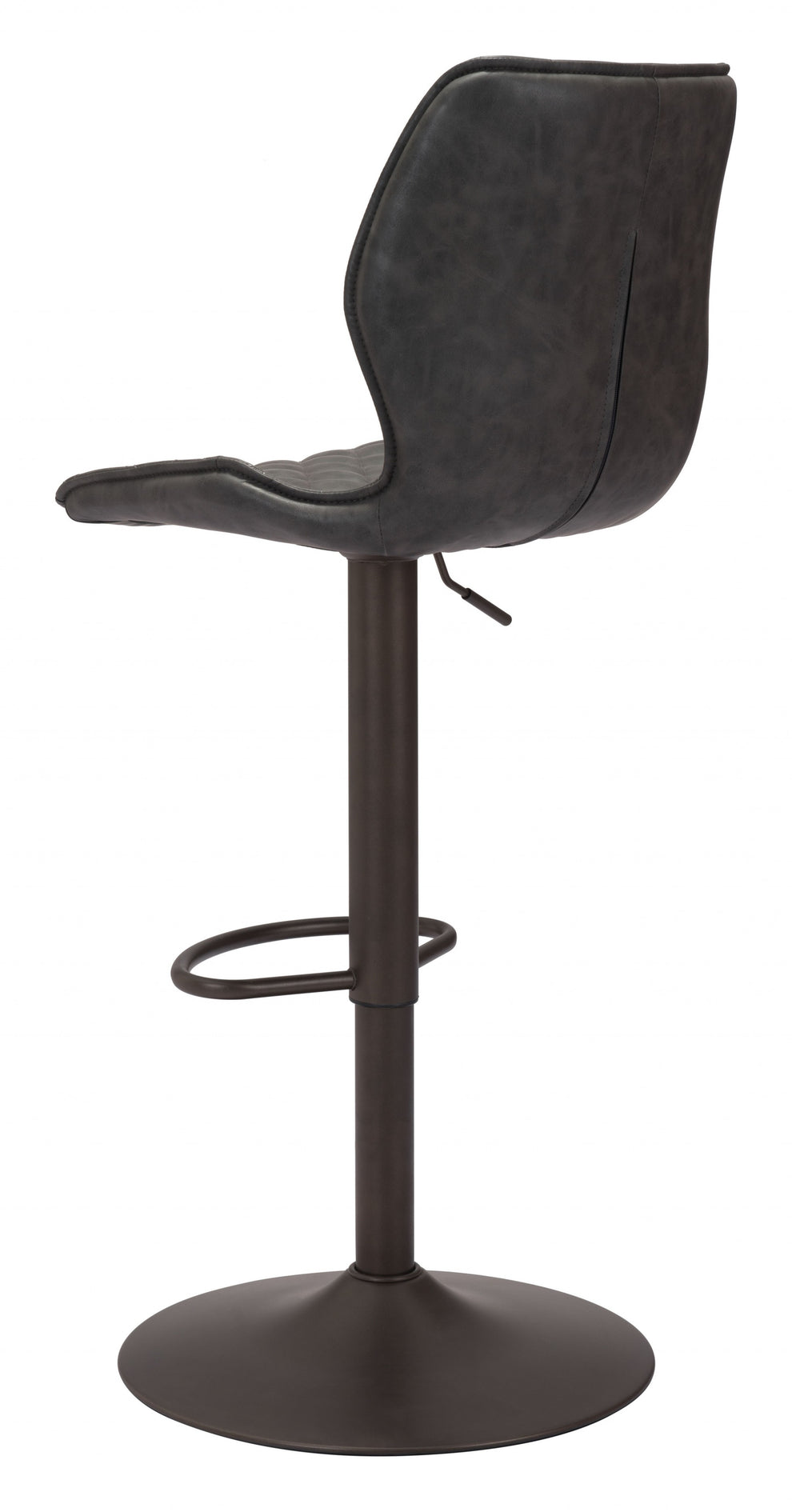 45" Gray And Black Steel Swivel Low Back Counter Height Bar Chair With Footrest By Homeroots | Bar Stools | Modishstore - 5