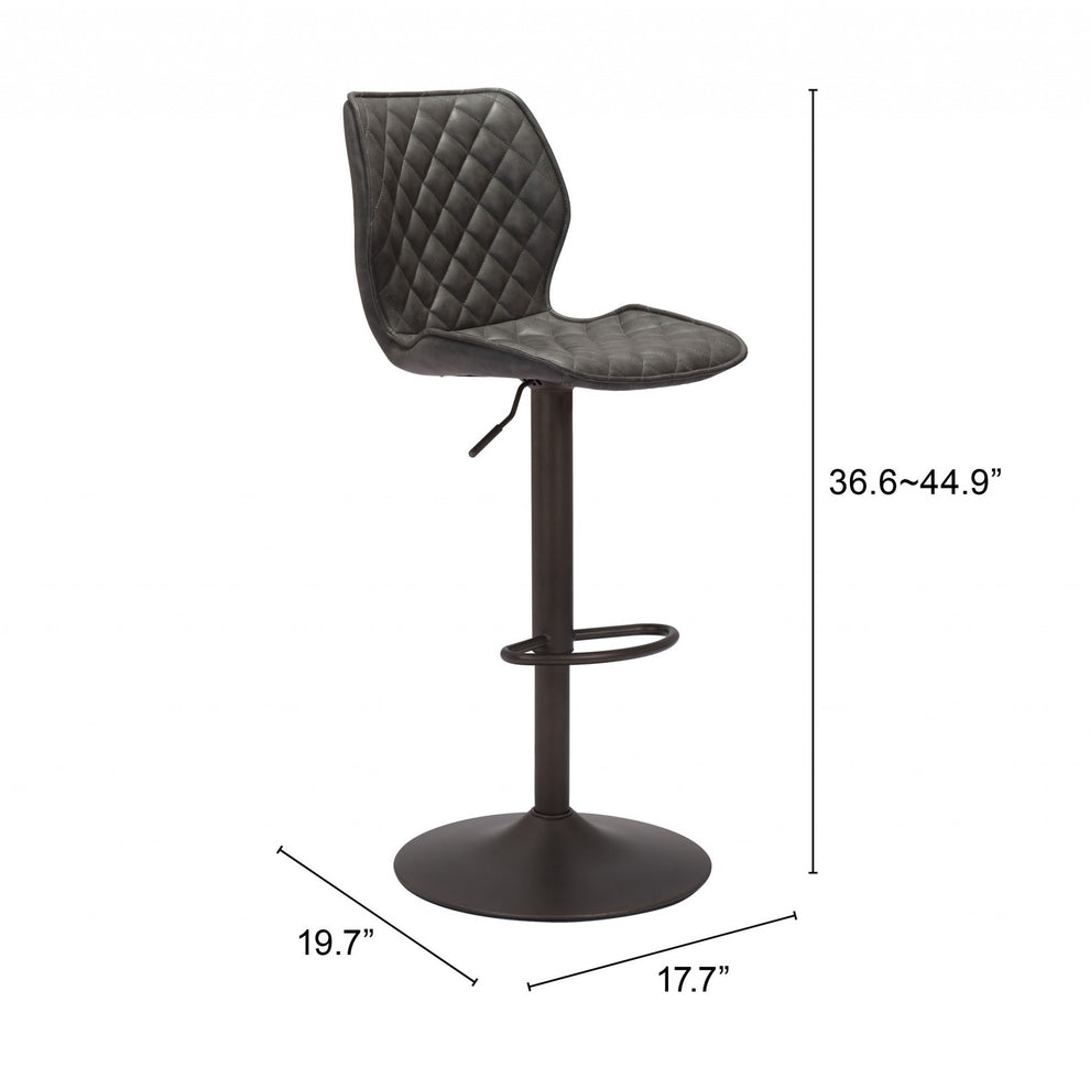 45" Gray And Black Steel Swivel Low Back Counter Height Bar Chair With Footrest By Homeroots | Bar Stools | Modishstore - 7