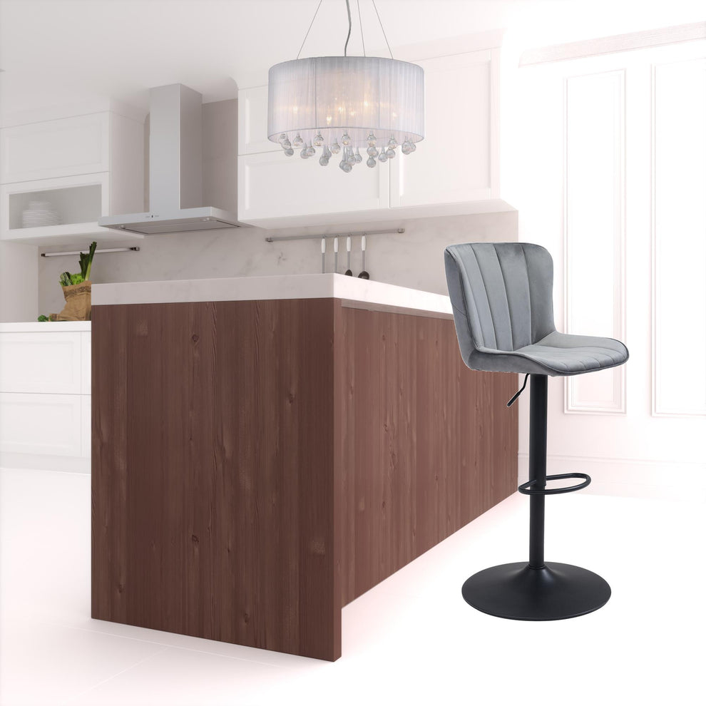 46" Gray And Black Steel Swivel Low Back Counter Height Bar Chair With Footrest By Homeroots | Bar Stools | Modishstore - 6